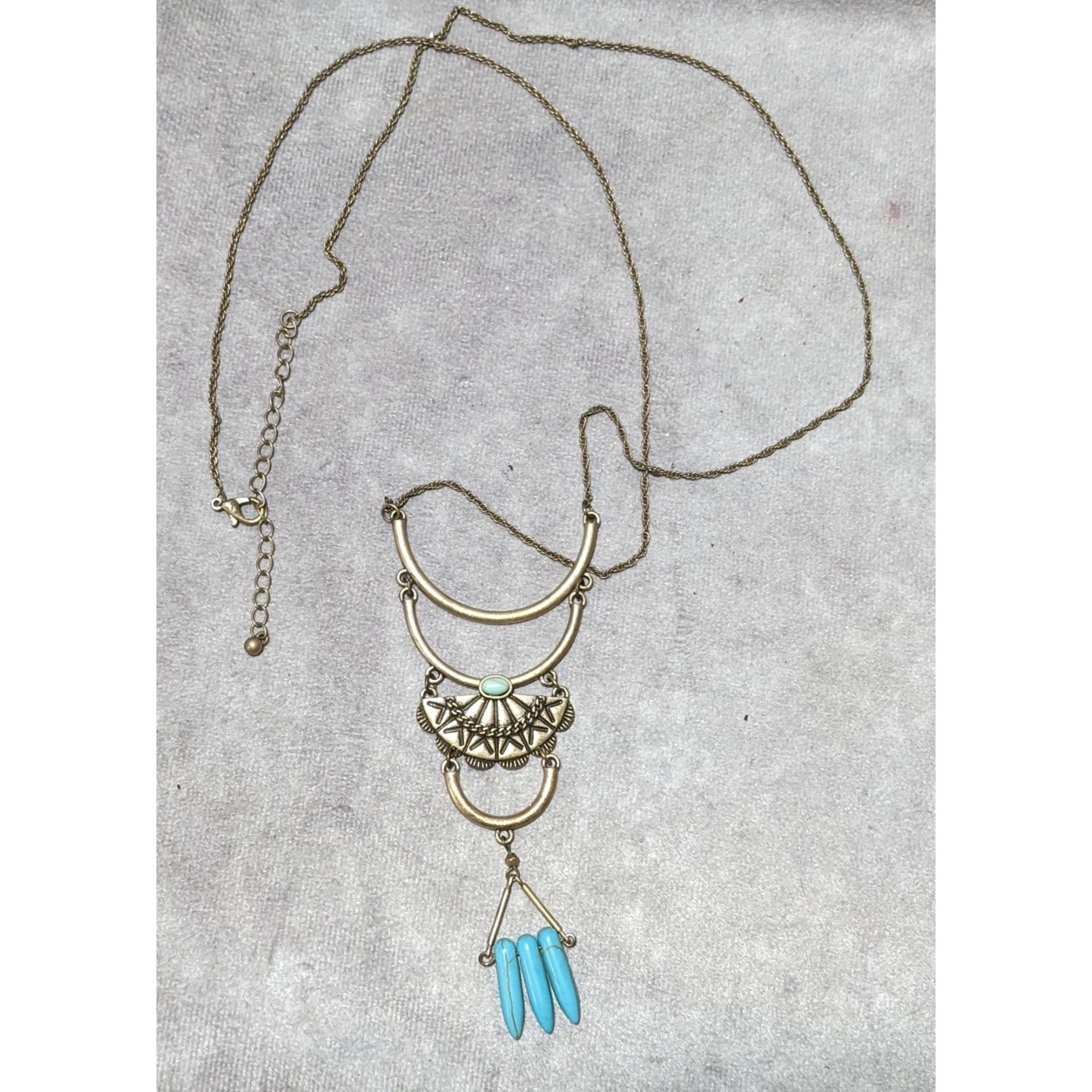 Other Southwestern Turquoise And Gold Pendant Necklace Size ONE SIZE - 8 Thumbnail