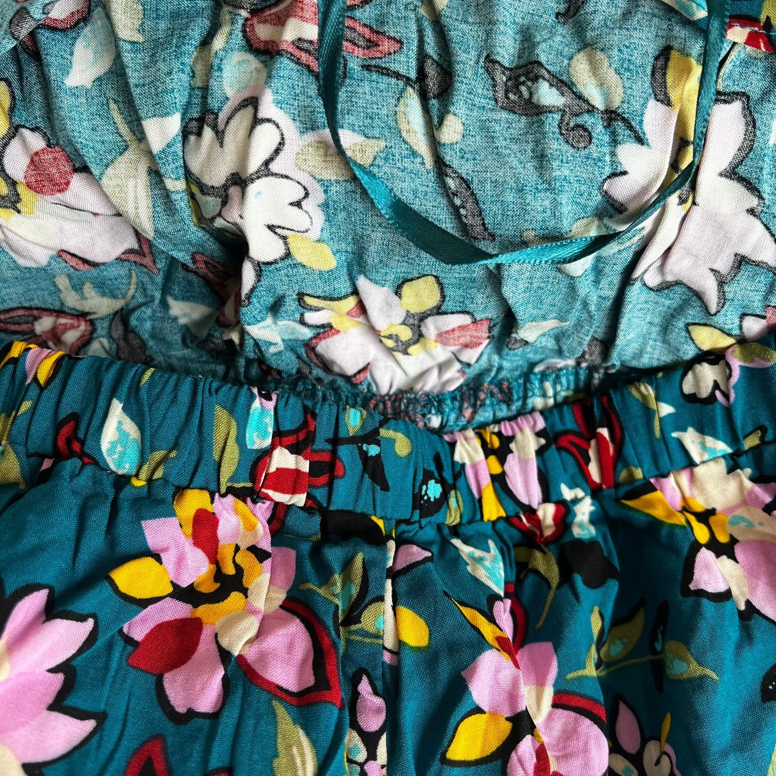 Other KINGSTON GREY Teal Floral Print Wide Leg Jumpsuit, XXS Size 24" / US 00 / IT 34 - 7 Thumbnail