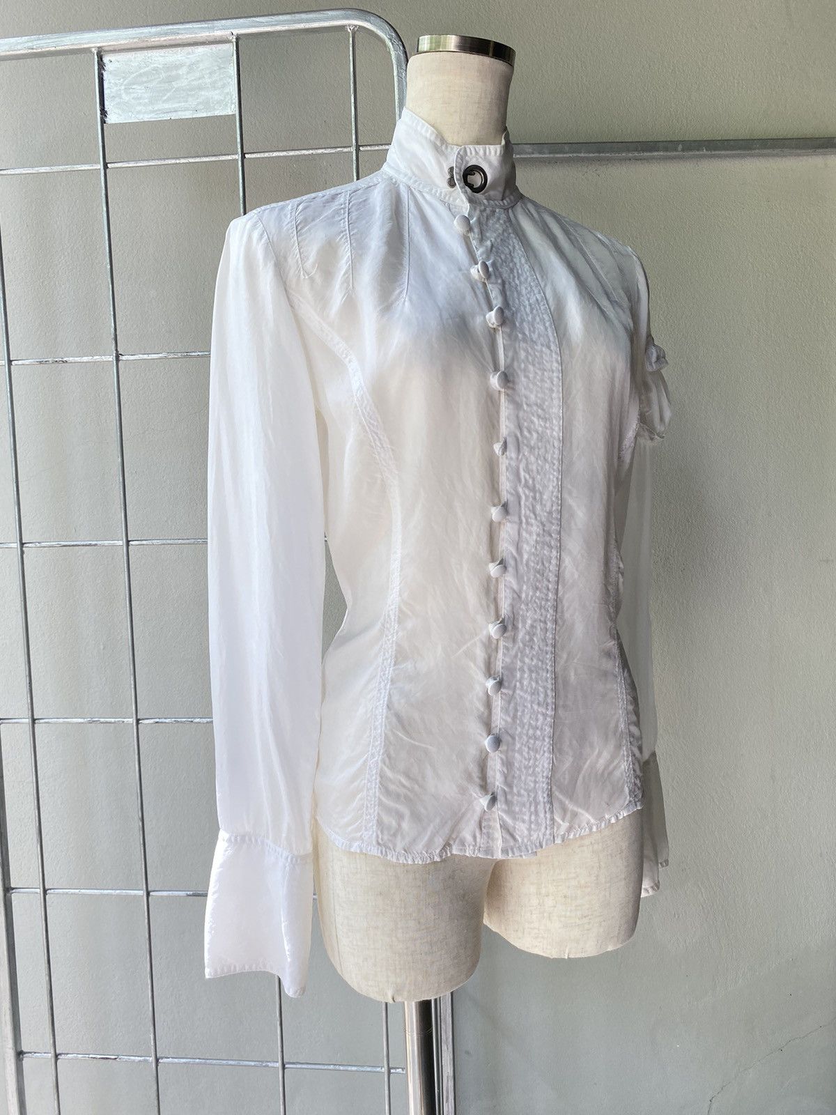 Diesel DIESEL White High-Collar Blouse Shirt Size S / US 4 / IT 40 - 12 Thumbnail