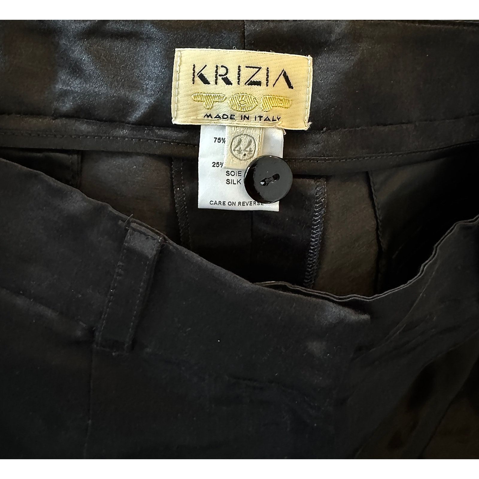 Krizia Krizia TOP Black Lino Flax Highwaist Straight Cut Pants Size 32" / US 10 / IT 46 - 3 Thumbnail