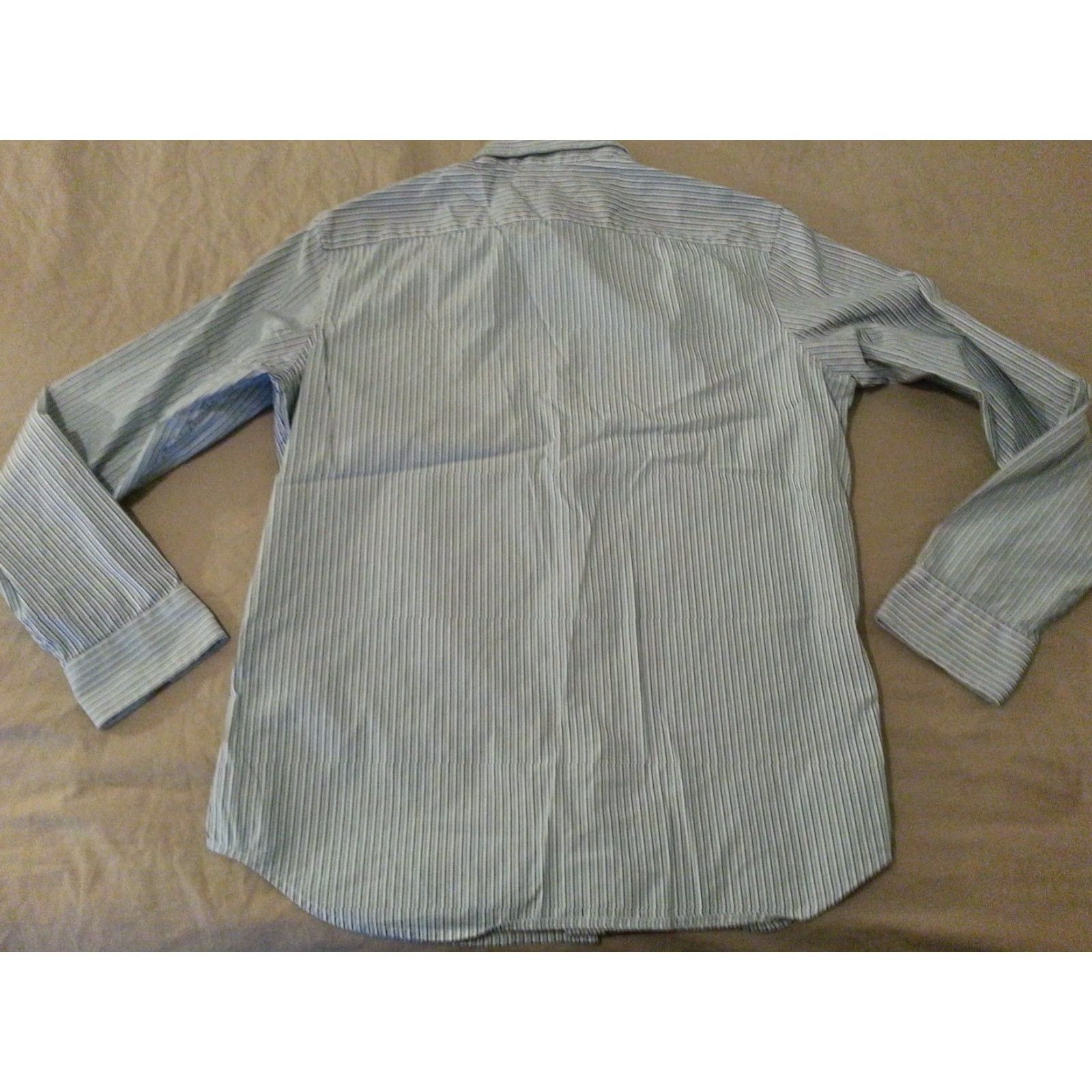 Banana Republic VINTAGE Banana Republic Dress Shirt Blue Stripes 16.5 1/2 L Cotton Long Sleeve Mens Size 46R - 2 Thumbnail