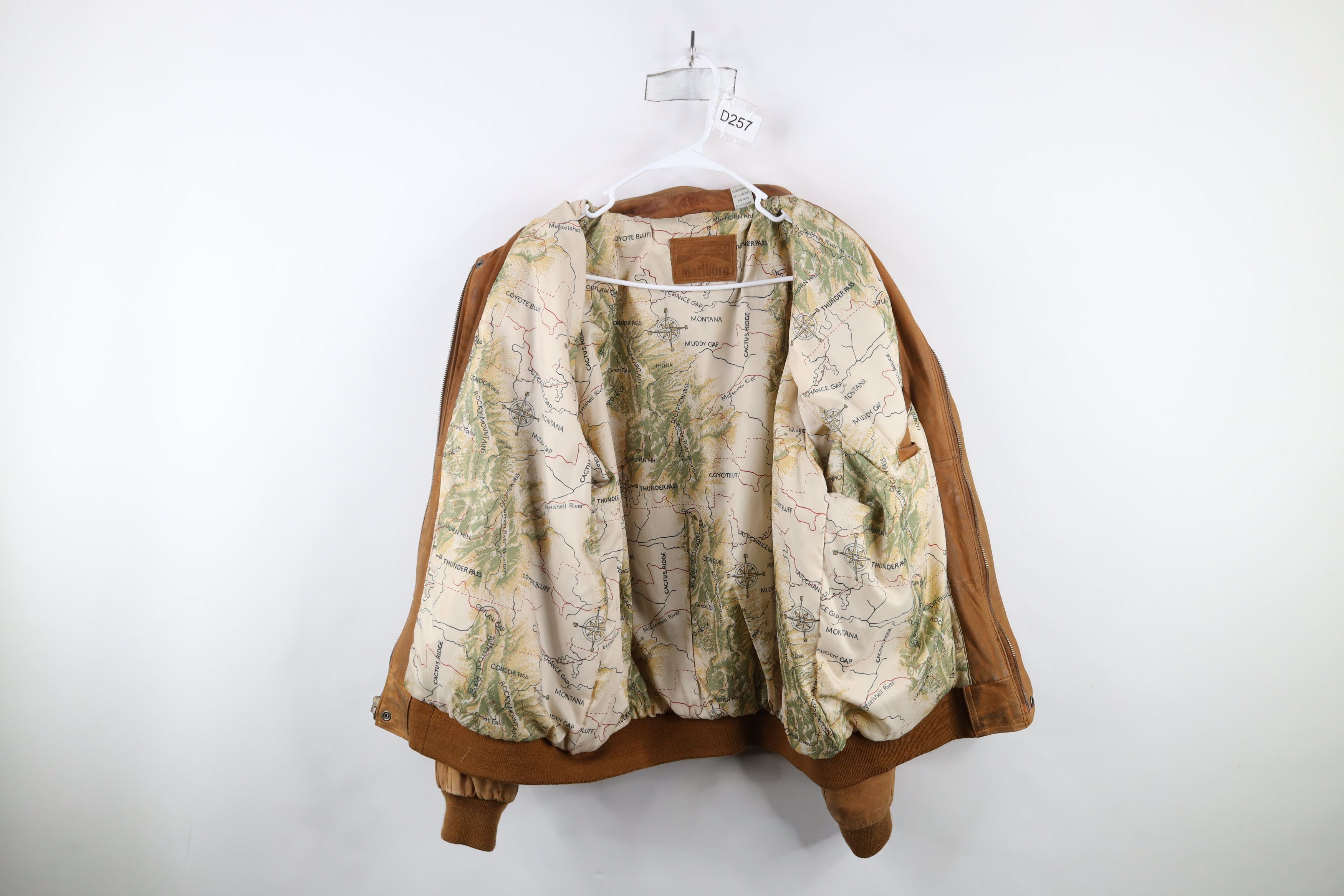 Marlboro × Vintage Vintage 90s Marlboro Lined Leather Flight Bomber Jacket Size US L / EU 52-54 / 3 - 8 Thumbnail