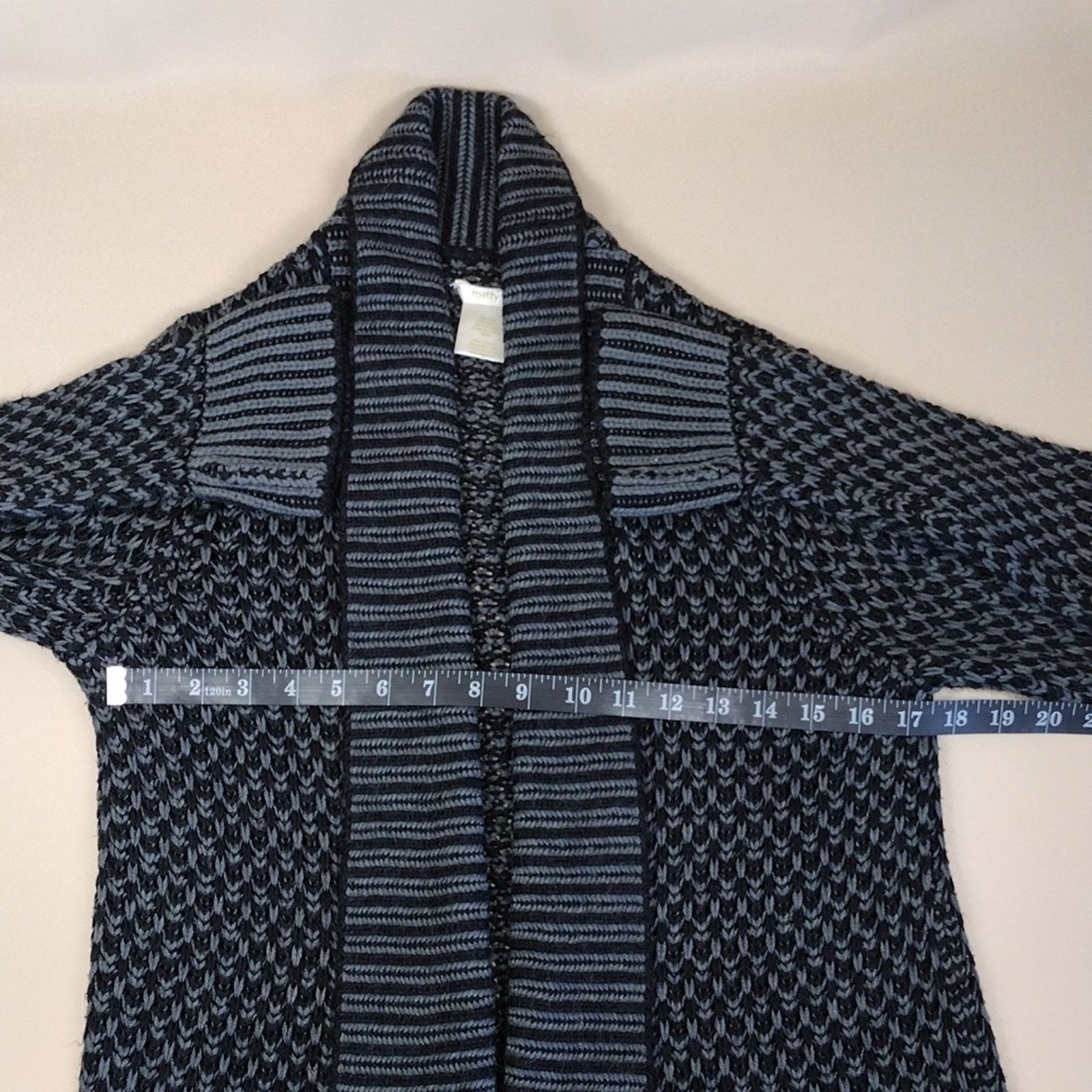 Other Matty M Black Gray Knit Sweater Shawl Acrylic Cozy Cardigan Size M / US 6-8 / IT 42-44 - 6 Thumbnail