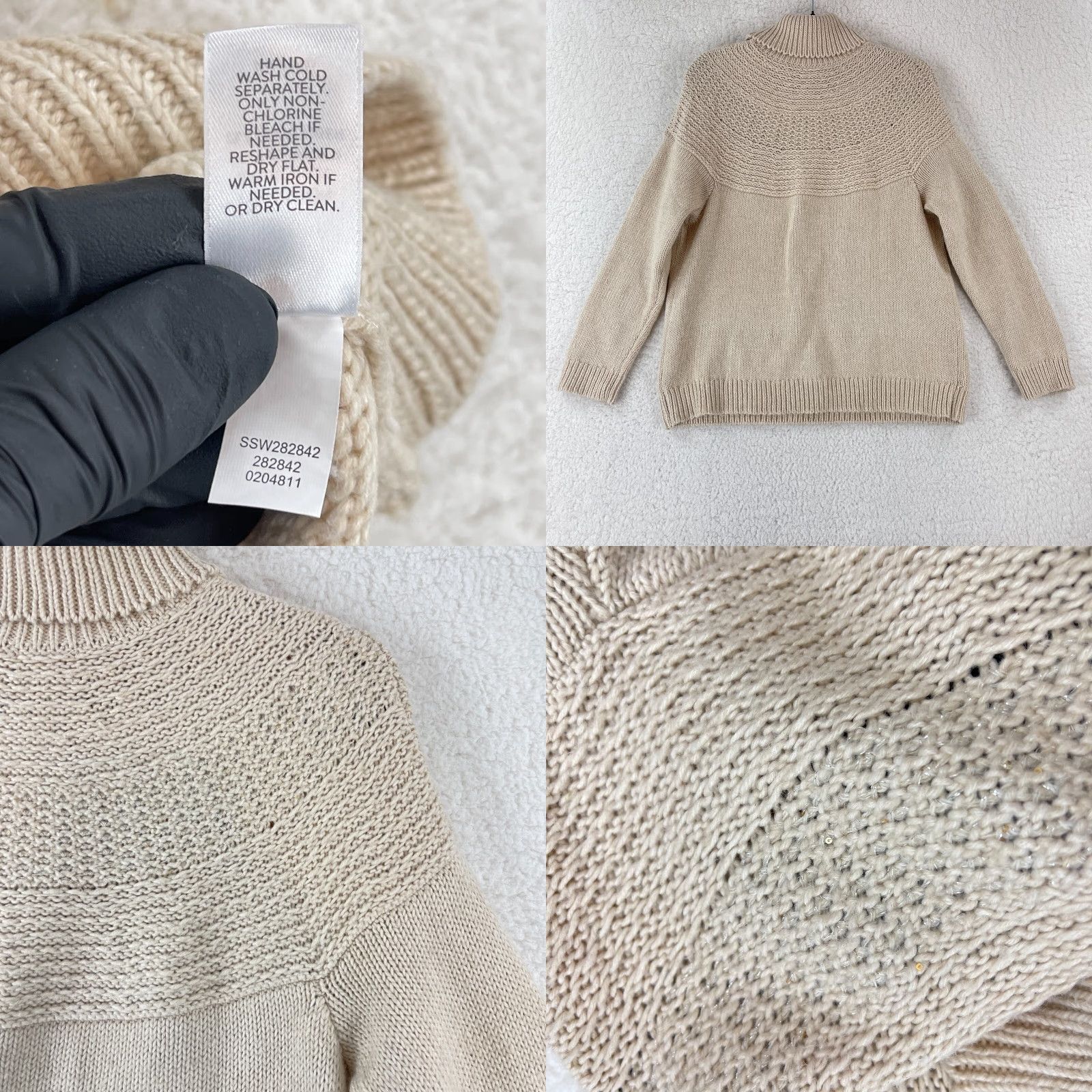 J. Jill J. Jill Petites Ivory Heavy Knit Sweater Womens Cowl Long Sleeve Pullover Size PL Size L / US 10 / IT 46 - 9 Thumbnail