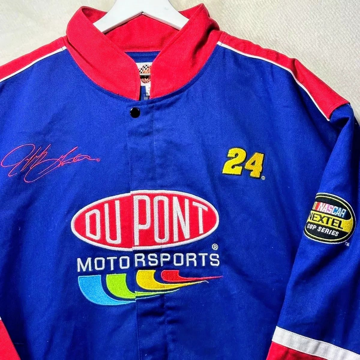 Vintage 💥 DuPont 💸 Y2K Racing Jacket Jeff Gordon Retro Streetwear Size US L / EU 52-54 / 3 - 2 Thumbnail