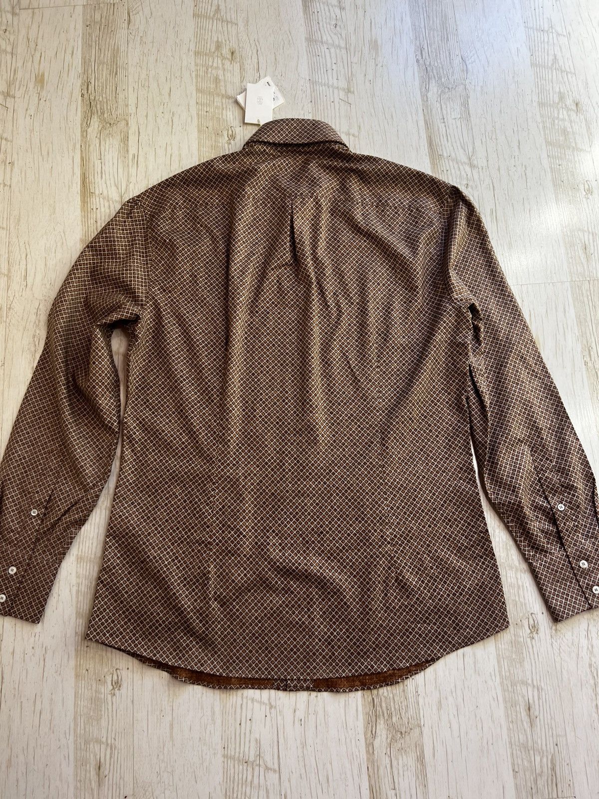 Brunello Cucinelli Brunello Cucinelli Slim Fit Geometric Print Shirt XL Size US XL / EU 56 / 4 - 8 Thumbnail
