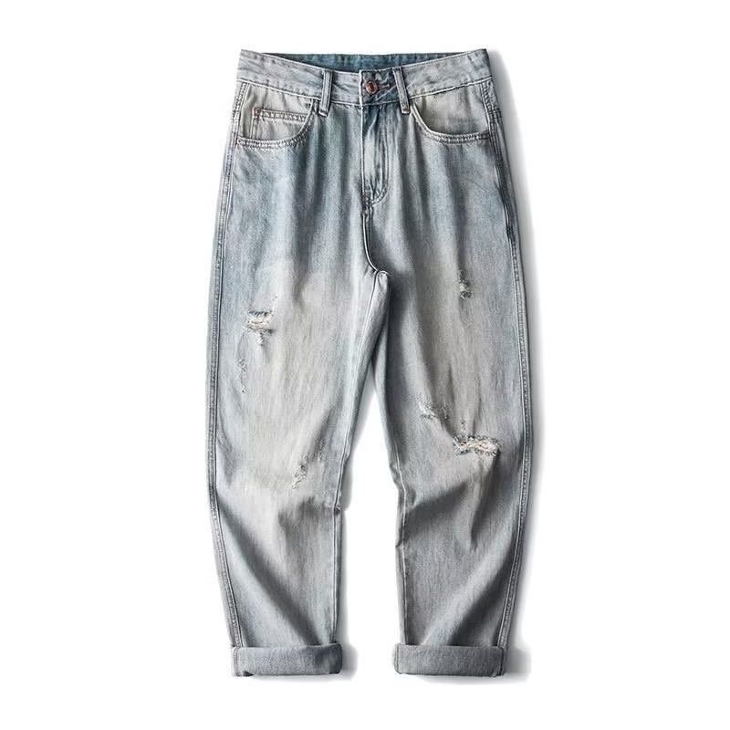 Japanese Brand Men's American Retro Straight Leg Loose Ripped Jeans Size US 32 / EU 48 - 5 Thumbnail