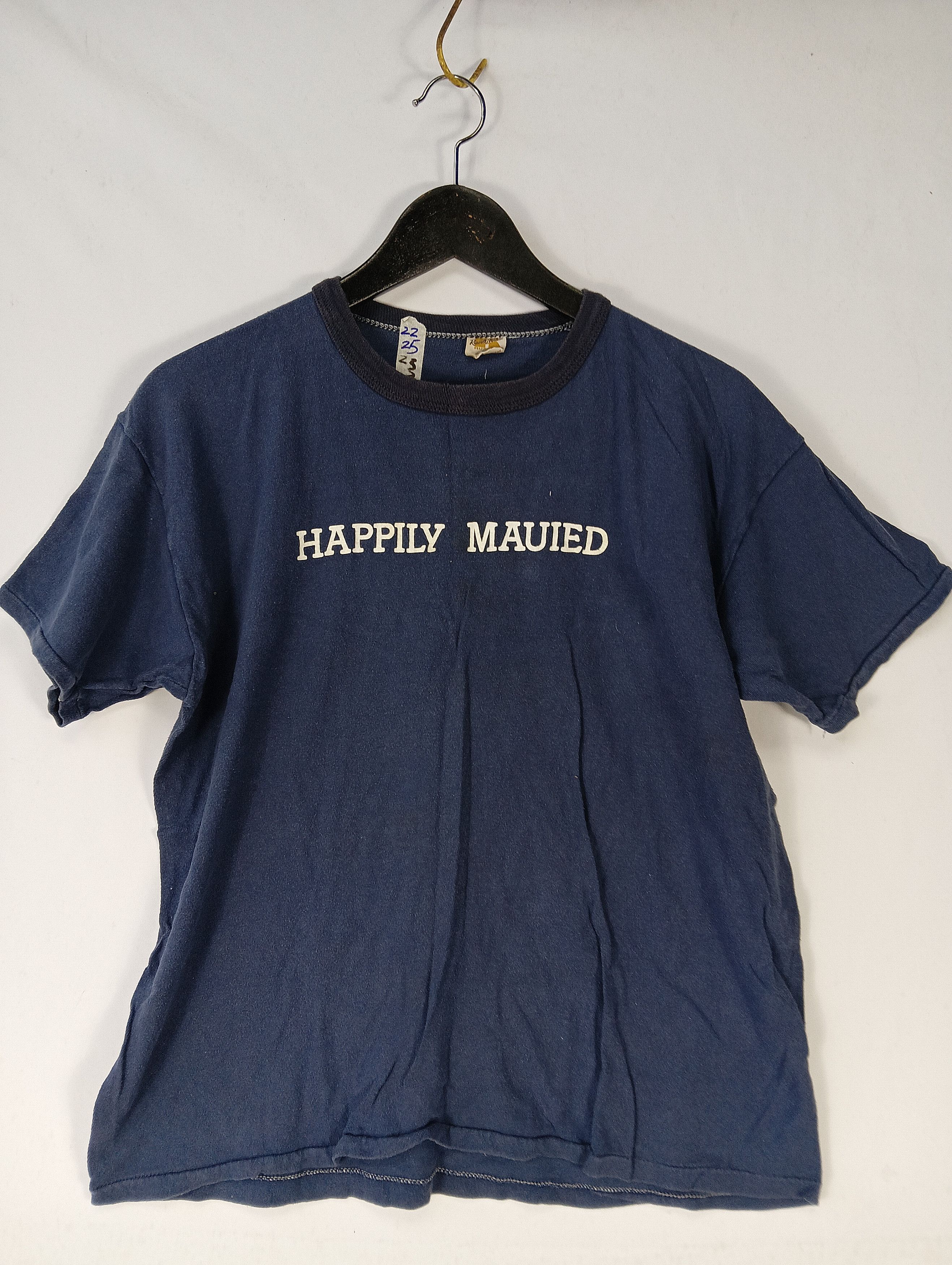 Russell Athletic × Vintage RINGER TEE HAPPILY MAUIED 70S Size US L / EU 52-54 / 3 - 1 Thumbnail