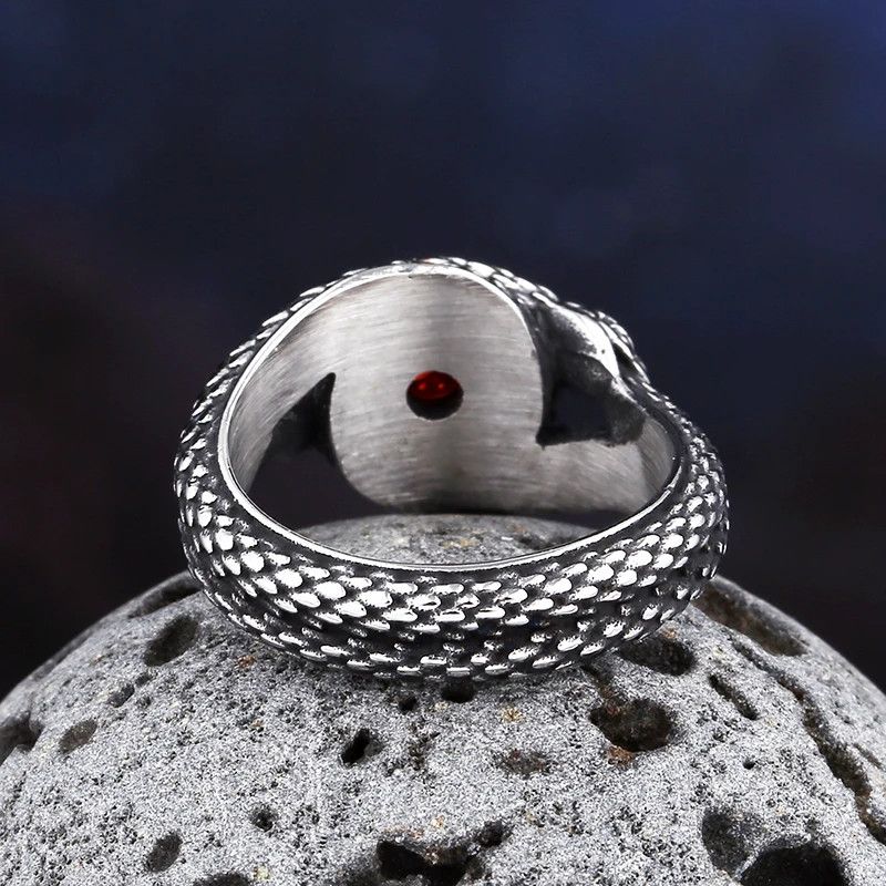 Japanese Brand × Jewelry × Vintage Snake Ring with Red Stone Ring Size ONE SIZE - 3 Thumbnail