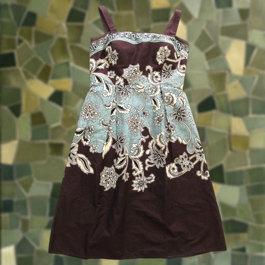 Madison Madison Leigh Brown Green Floral Hawaiian Empire Tank Sun Summer Dress Woman 8 Size M / US 6-8 / IT 42-44 - 1 Thumbnail