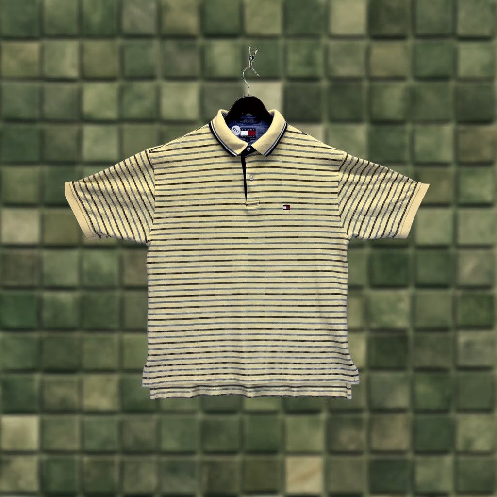 Tommy Hilfiger Tommy Hilfiger Shirt Mens L Yellow Stripe Cotton Polo Size US L / EU 52-54 / 3 - 1 Thumbnail