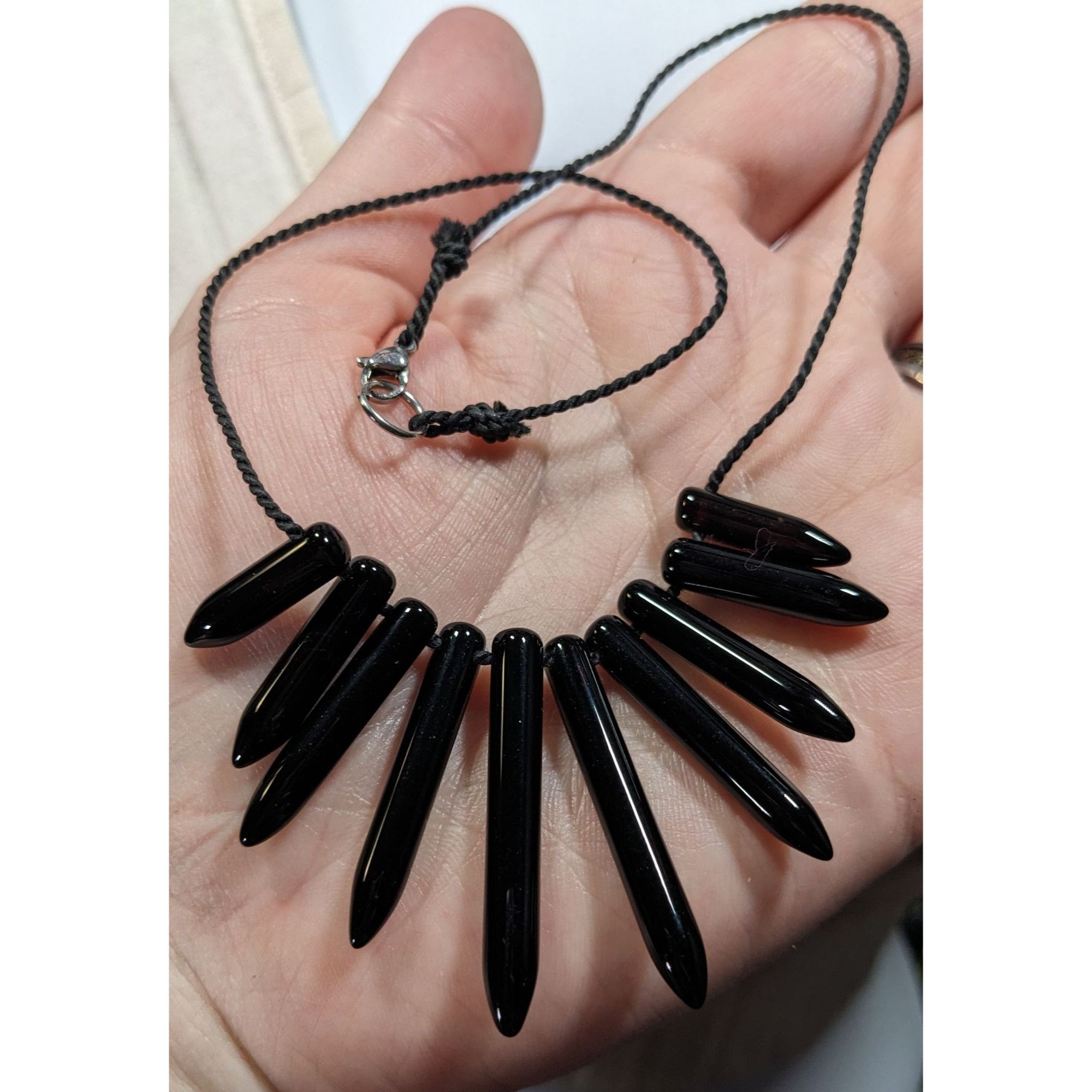 Other Gothic Polished Onyx Graduated Pillar Necklace Size ONE SIZE - 5 Thumbnail