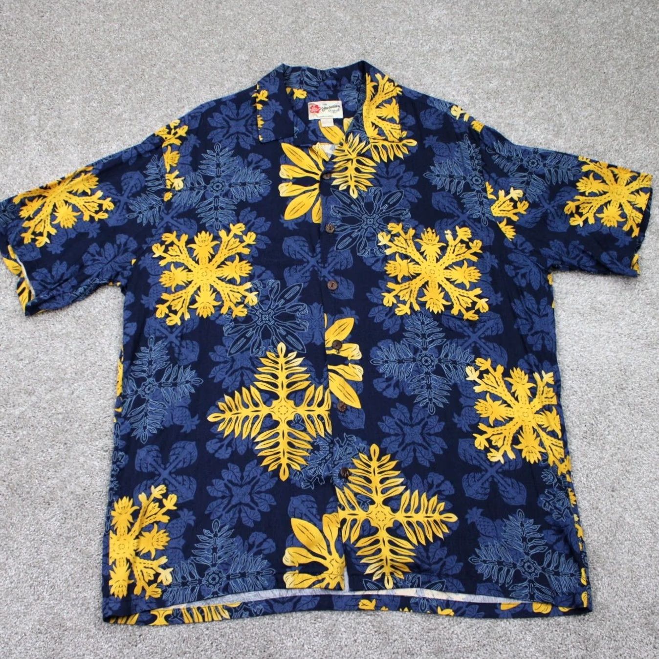 Hilo Hattie Hilo Hattie Shirt Mens XL Blue/Yellow Floral Hawaiian 100% Rayon Short Sleeve Size US XL / EU 56 / 4 - 2 Thumbnail
