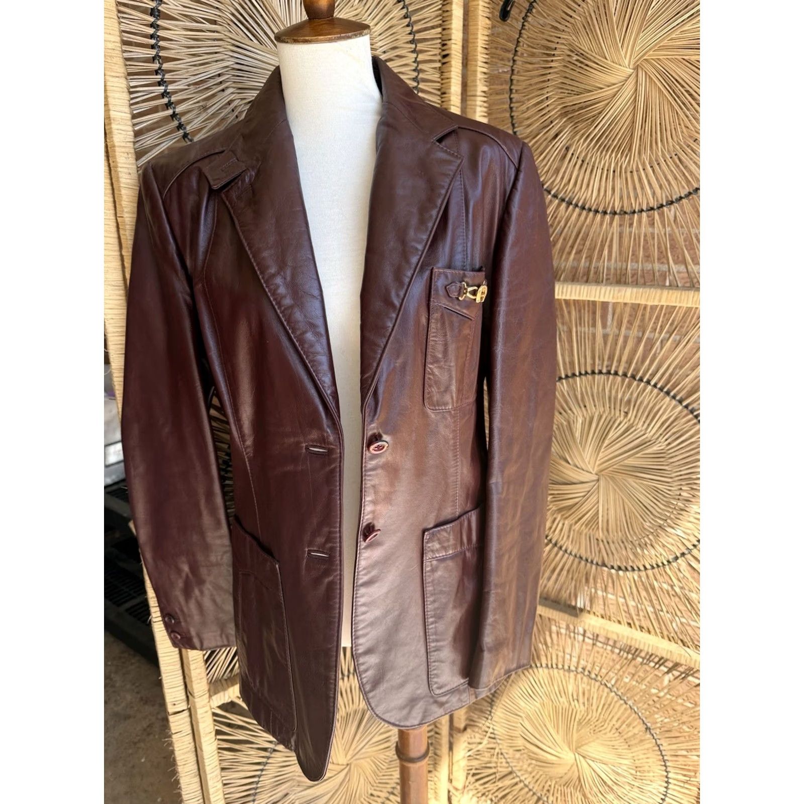 Etienne Aigner VINTAGE Etienne Aigner Oxblood Leather Blazer Size 14 Blazer Womens 80s 90s City Classic Designer Horsebit Jacket Size XL / US 12-14 / IT 48-50 - 3 Thumbnail
