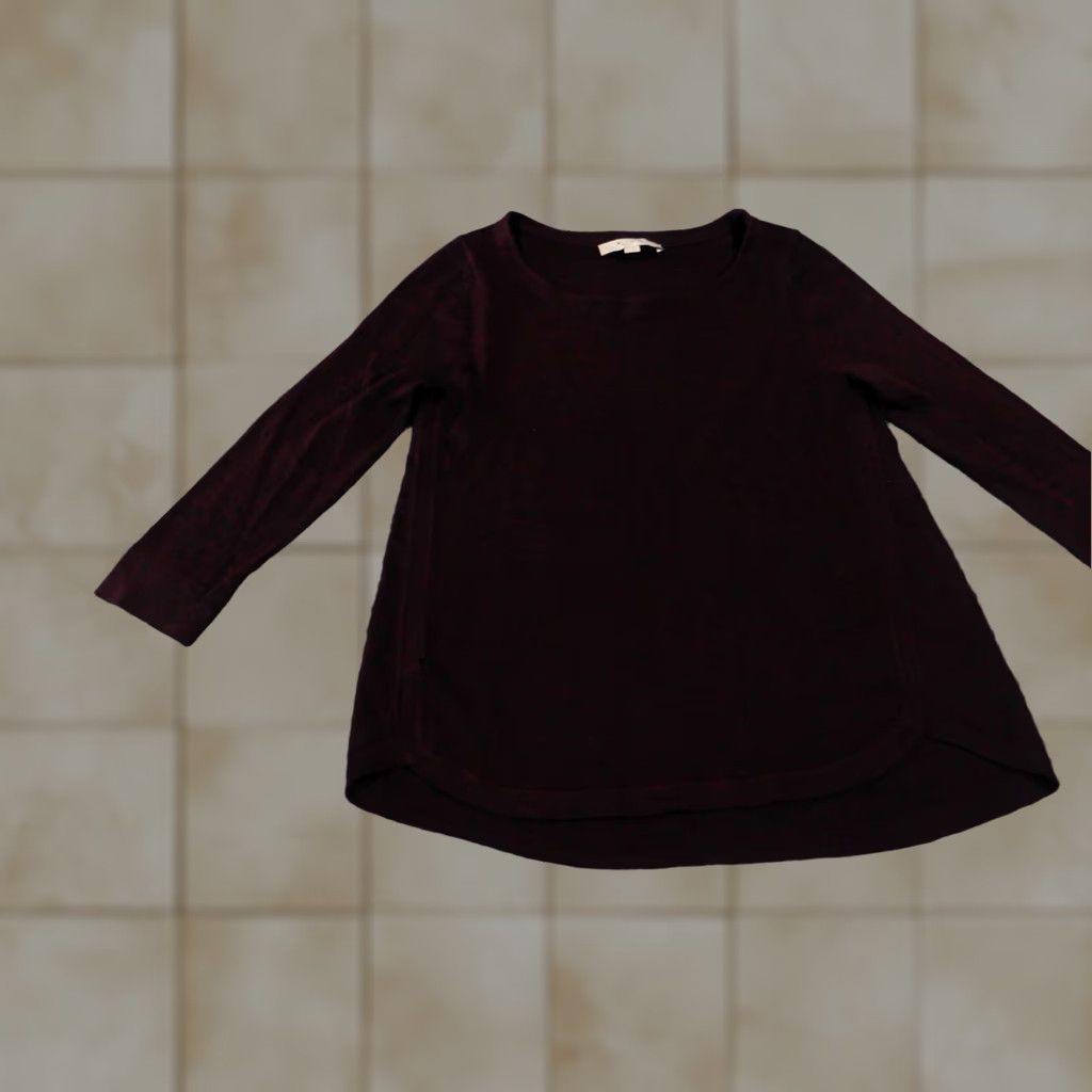 Loft LOFT Sweater Pullover Womens Small Purple Knit Wool Acrylic Crew Neck Rib Knit Long Sleeve Casual Modern Stretch Regular Size S Color Purple Womens) Size S / US 4 / IT 40 - 1 Thumbnail