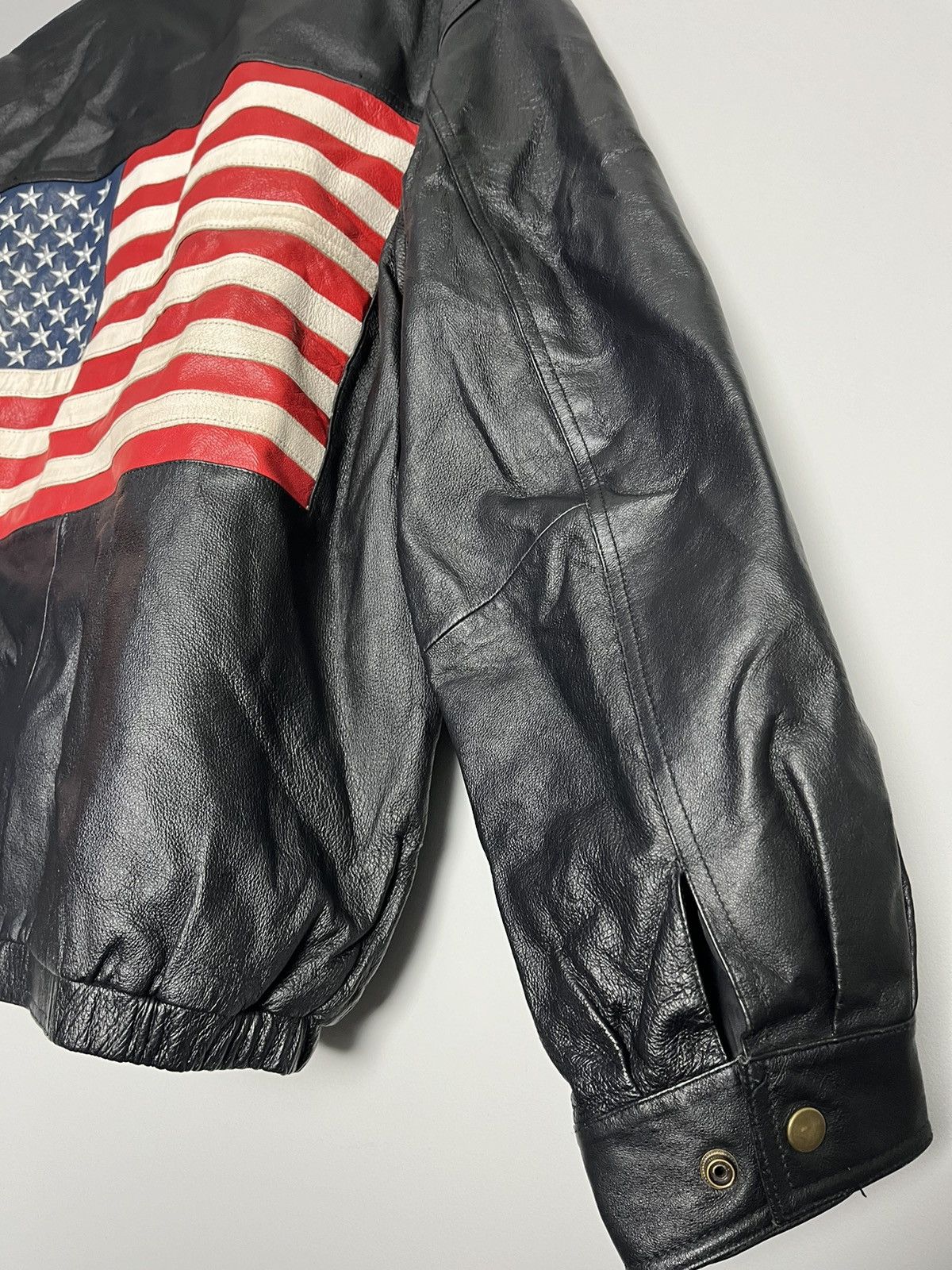Vintage Leather Jacket Flag USA Vintage rare kanye west Size US XL / EU 56 / 4 - 5 Thumbnail