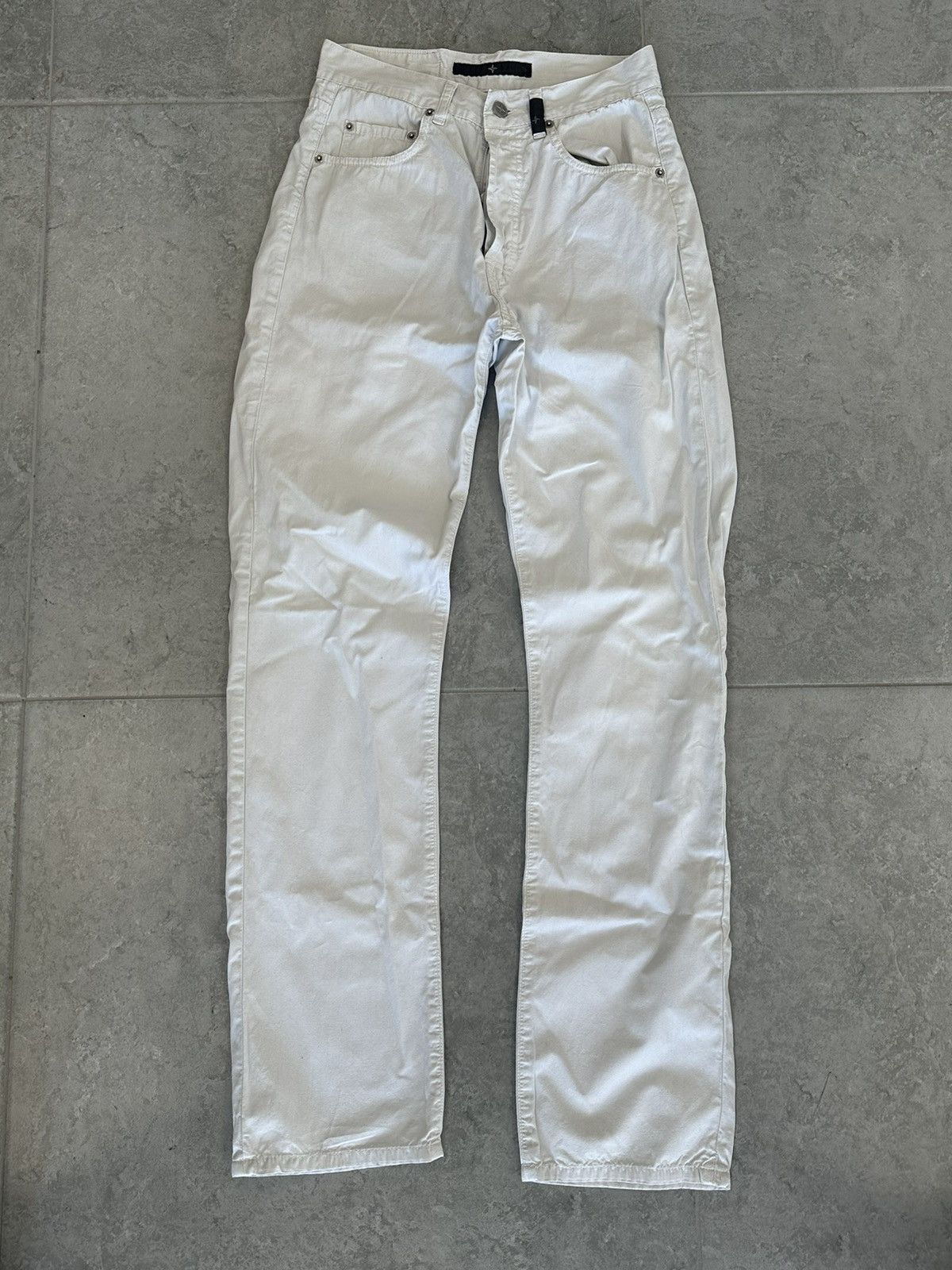 image of Massimo Osti x Stone Island Denim Vintage Casual Pants in White, Men's (Size 30)