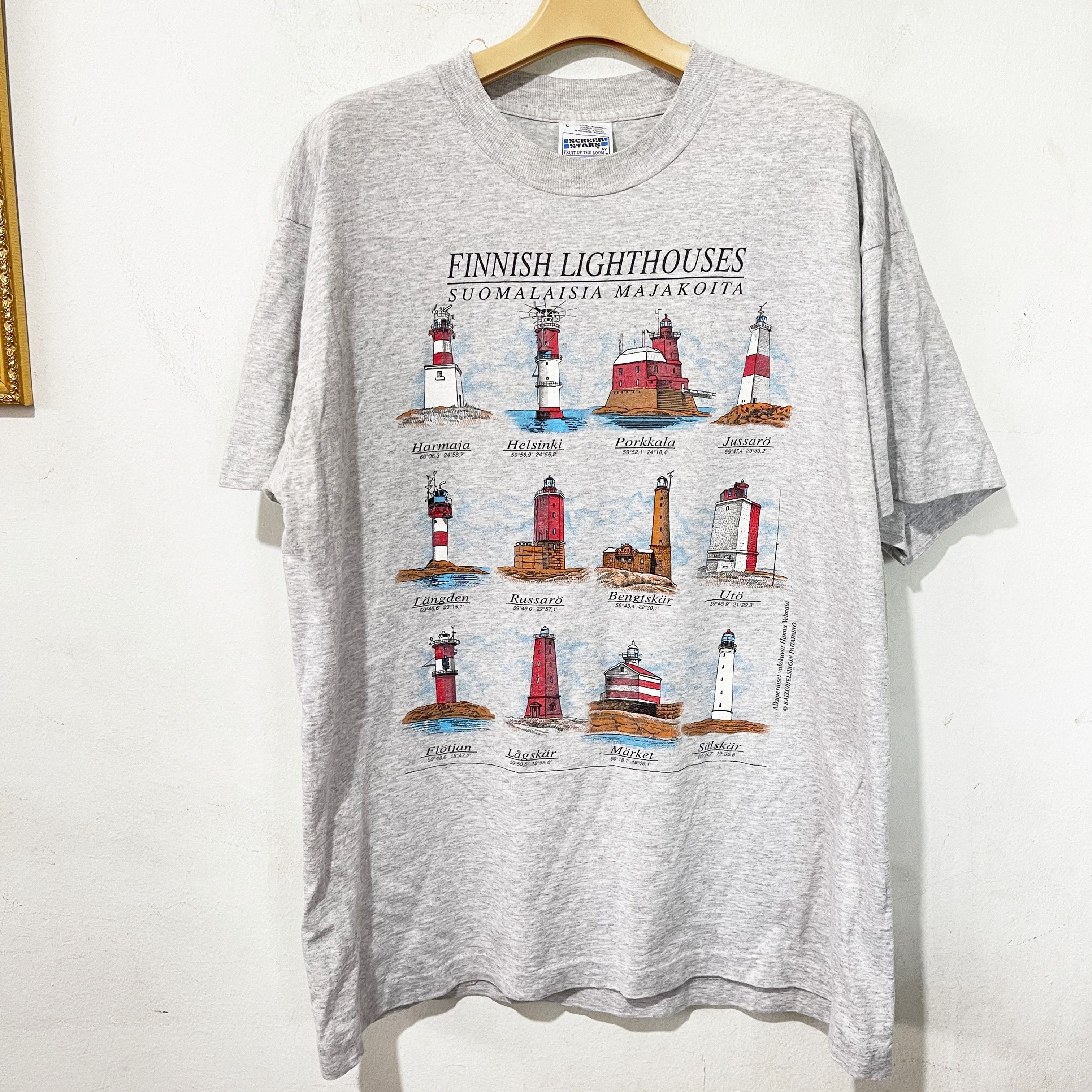 Vintage Vintage 90s Finnish Lighthouses T-Shirt Size US L / EU 52-54 / 3 - 1 Thumbnail