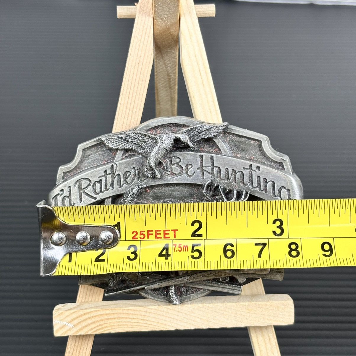 Other Id Rather Be Hunting Belt Buckle Rifle Hunter Vtg 1987 Size ONE SIZE - 3 Thumbnail