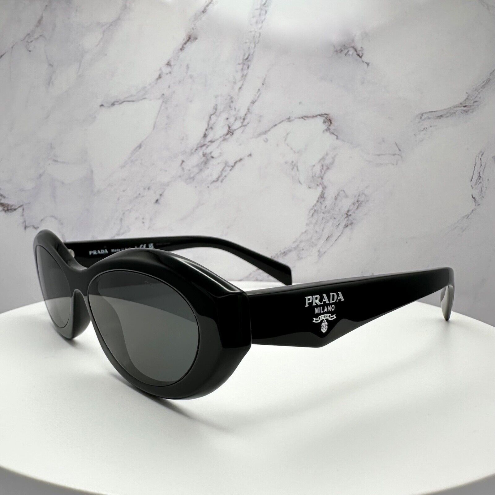 Prada New Prada Sunglasses Black Acetate Symbole Logo Slim Size ONE SIZE - 11 Thumbnail
