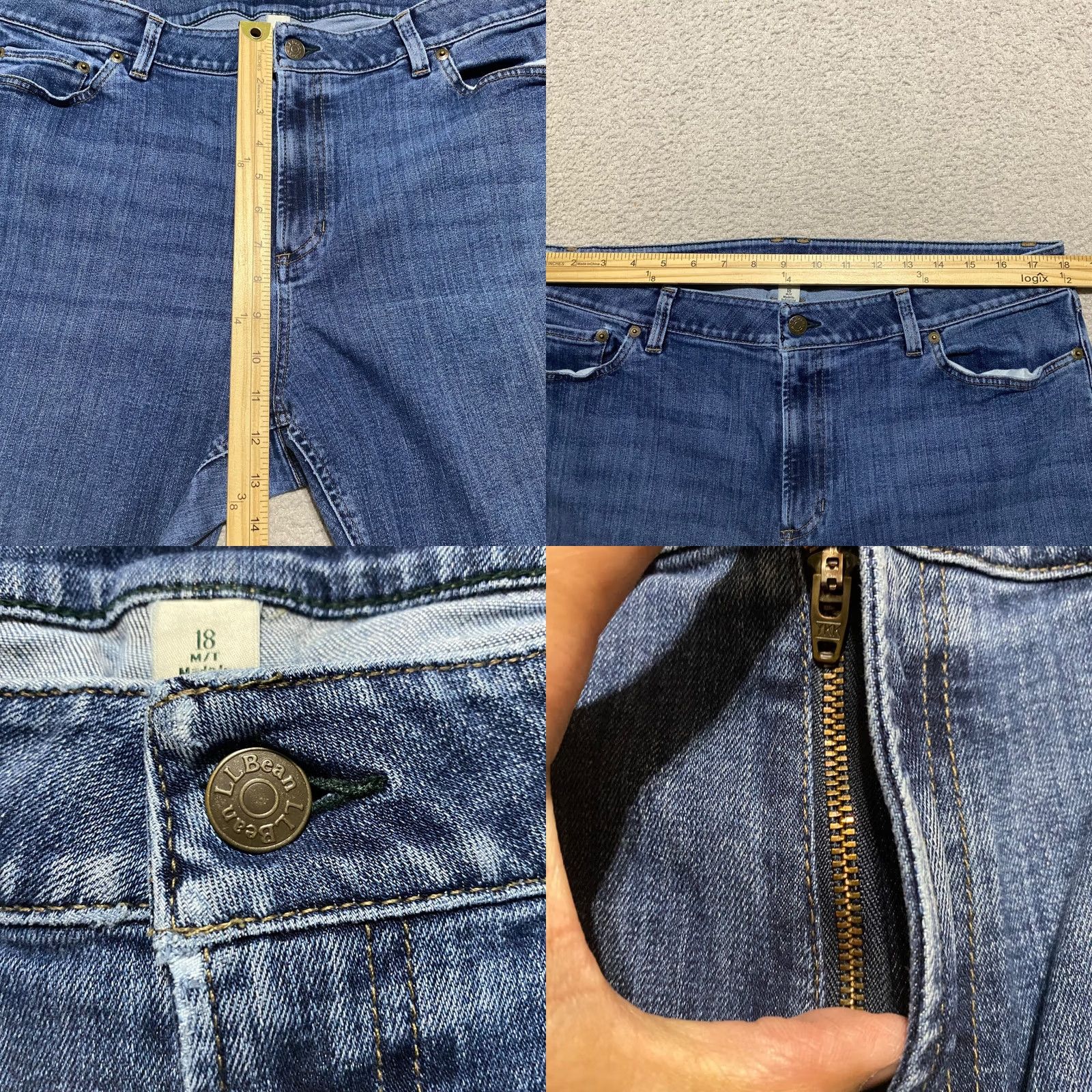 Vintage L.L. Bean Womens Jeans 18 Tall Blue Denim Medium Wash Skinny High Rise 5-Pocket Button Zip Size 25" / US 0 / IT 36 - 8 Thumbnail