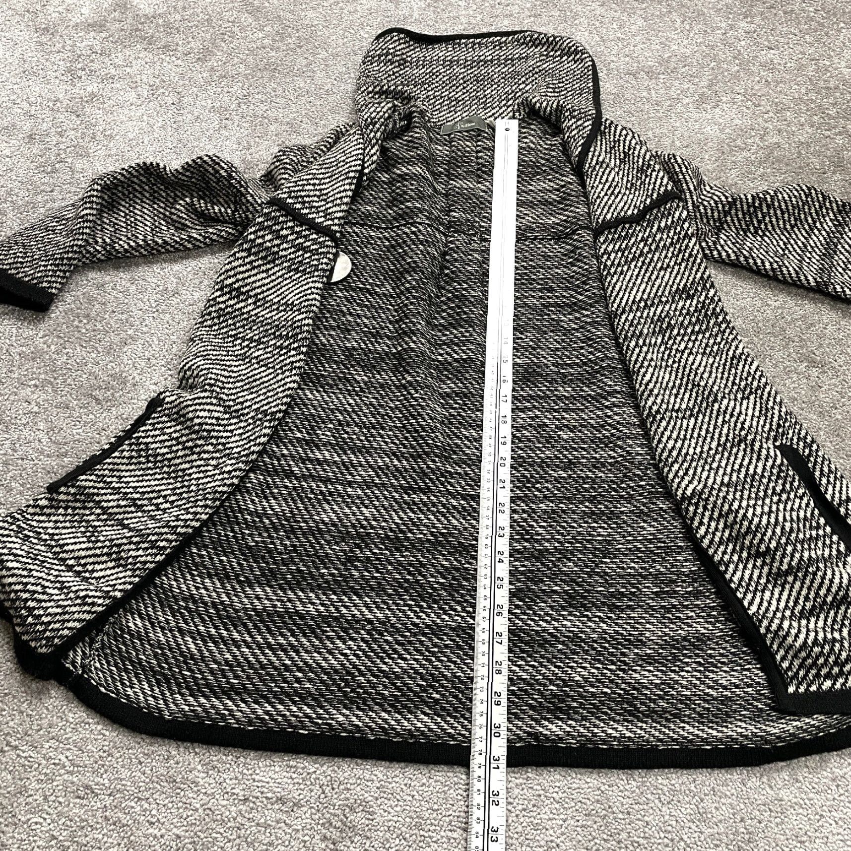 Vintage VINTAGE Willow Women's Coat Jacket Overcoat S Black White Striped Collared Fall Winter France Size S / US 4 / IT 40 - 2 Thumbnail