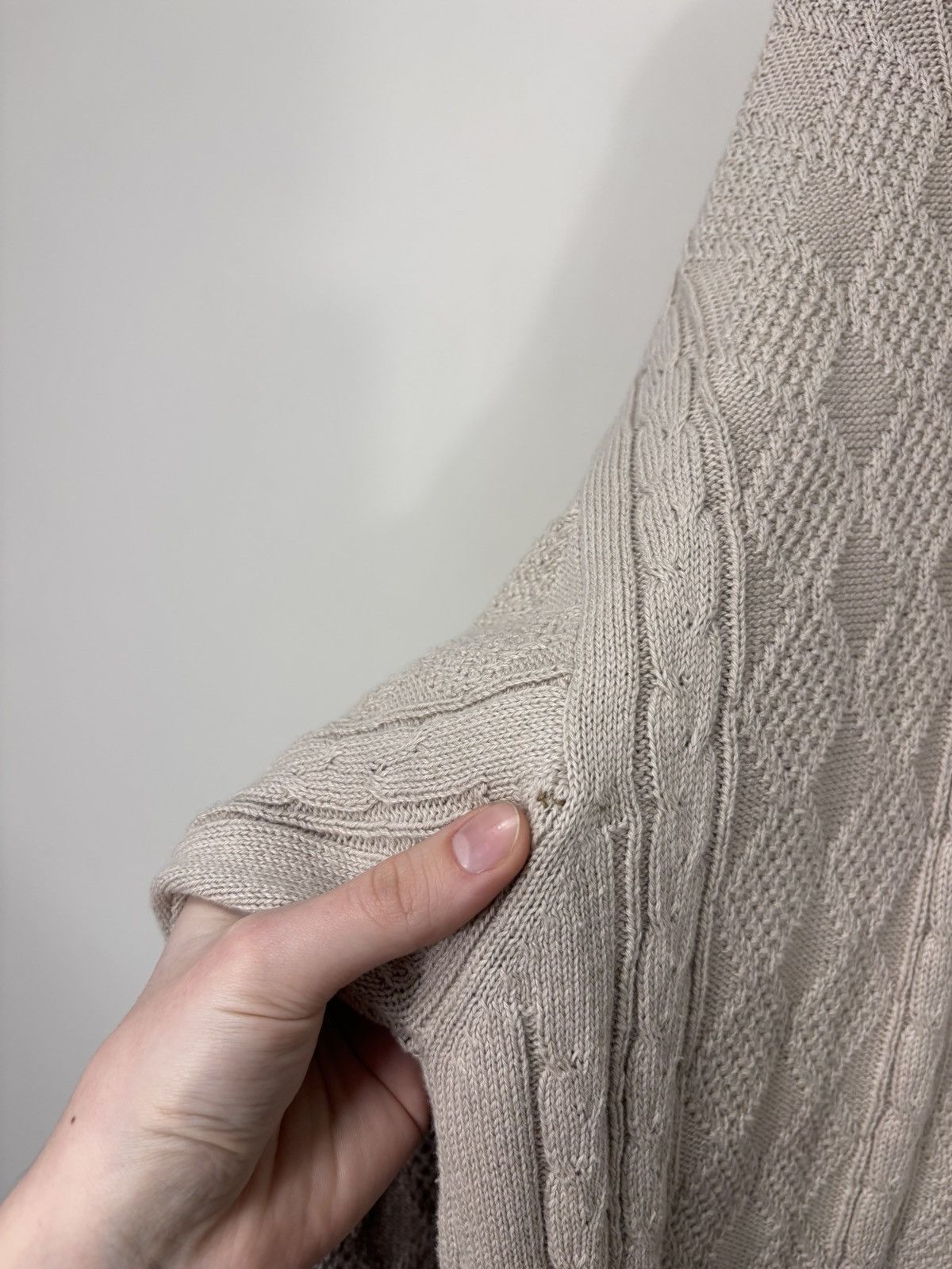 Pringle Of Scotland Vintage Pringle Of Scotland Beige Cable Knit Cotton Sweater Size US M / EU 48-50 / 2 - 17 Thumbnail