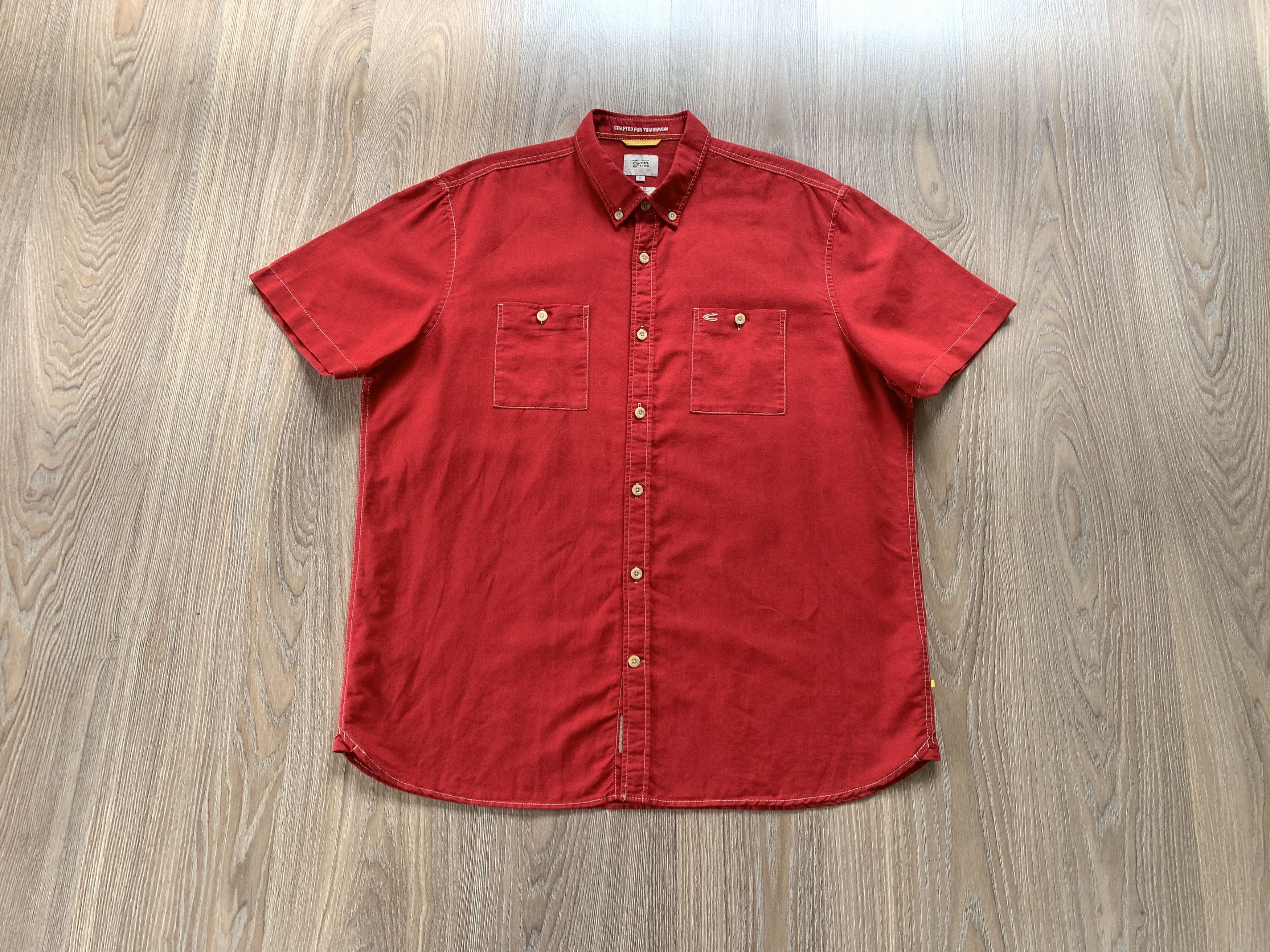 camel active Camel Active Linen Blend Regular Fit Red Button Up Shirt Size US XL / EU 56 / 4 - 12 Thumbnail