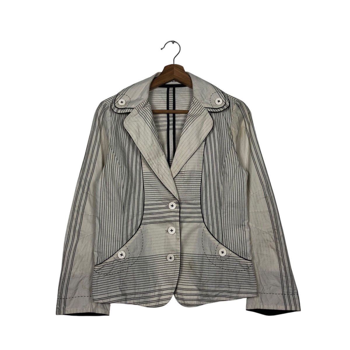 Hiroko Koshino Homme 📌Cropped Biker Jacket Quilted Over Design Hiroko Koshino Size US M / EU 48-50 / 2 - 2 Thumbnail
