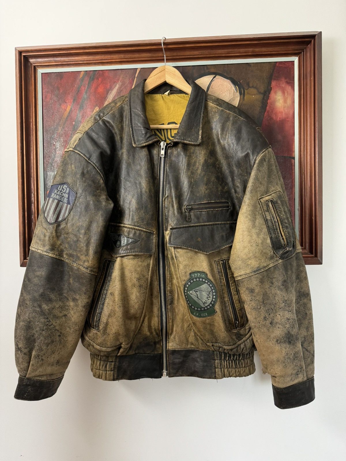 Vintage Rare Vintage 90s leather jacket Brown faded washed Japanese Size US L / EU 52-54 / 3 - 1 Thumbnail