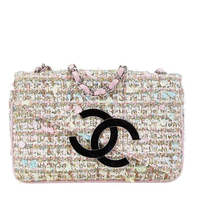 Chanel Chanel Chanel Tweed Leather Mini Handbag Canvas Handbag in Very Good Condition Size ONE SIZE - 1 Thumbnail
