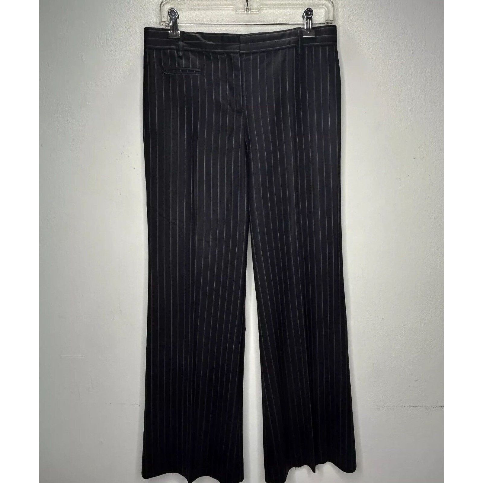Bcbgmaxazria BCBGMAXAZARIA Black w/Pinstripe Wide Leg Zip Camilla Pant 2 Size 26" / US 2 / IT 38 - 1 Thumbnail