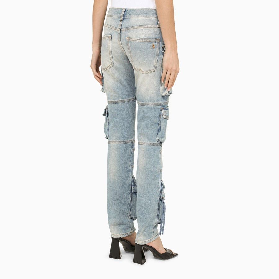 The Attico o1d2blof1024 Slim Cargo Jeans in Light Blue Size 24" / US 00 / IT 34 - 4 Thumbnail