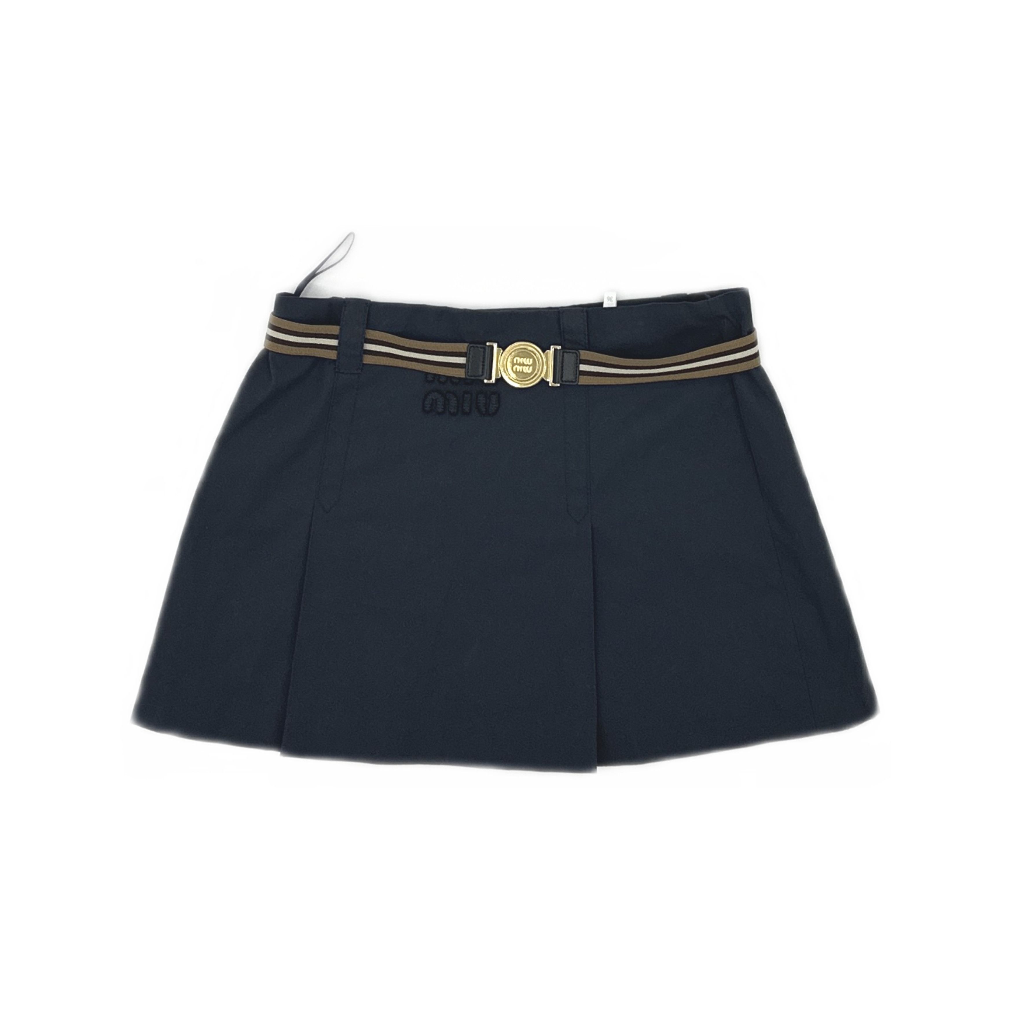 Miu Miu Miu Miu Logo Belt Mini Skirt Size 36 Size 25" / US 0 / IT 36 - 1 Thumbnail