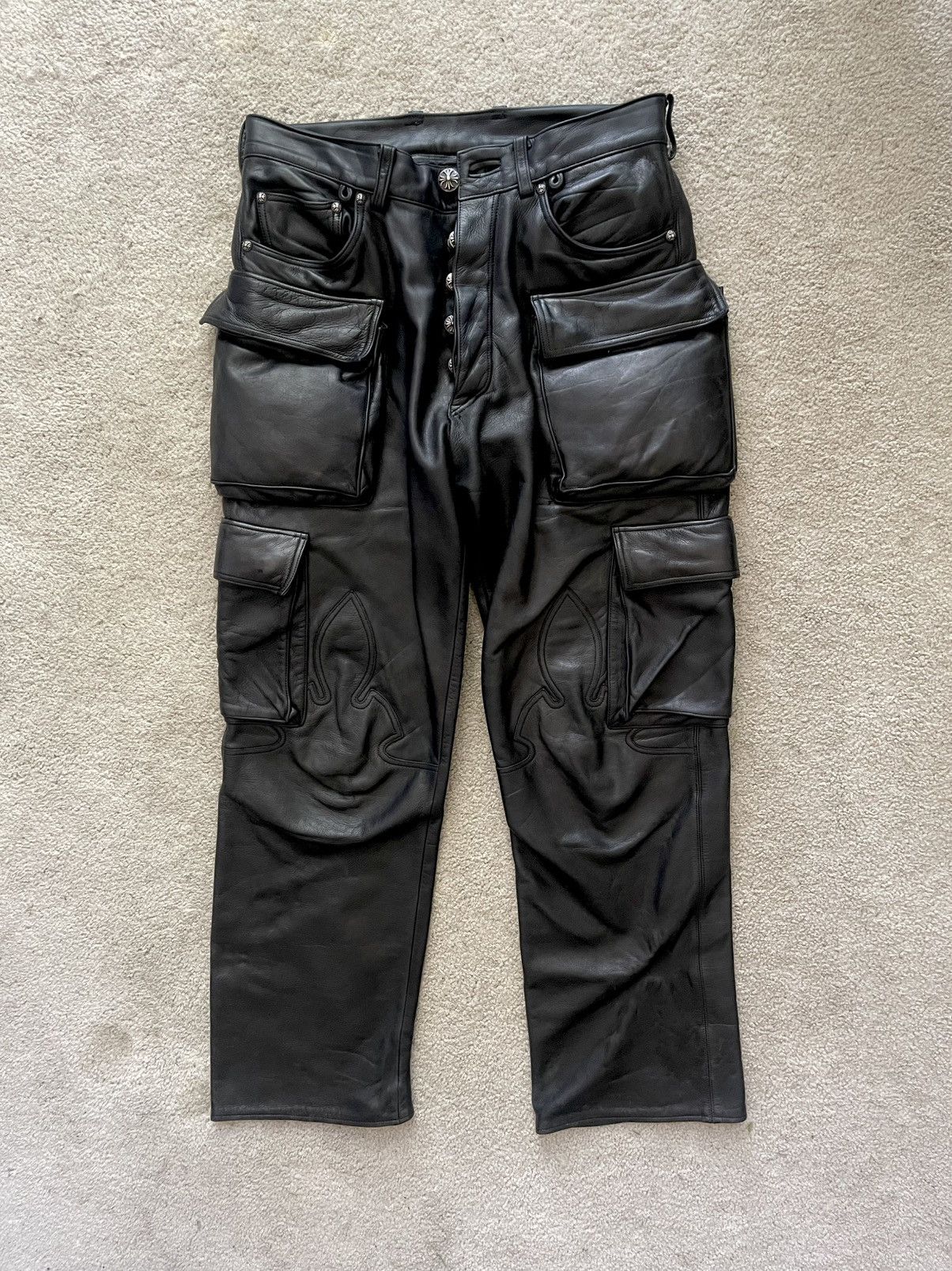 Chrome Hearts Chrome Hearts Leather Fleur Knee Cargo Pants Size US 32 / EU 48 - 2 Thumbnail