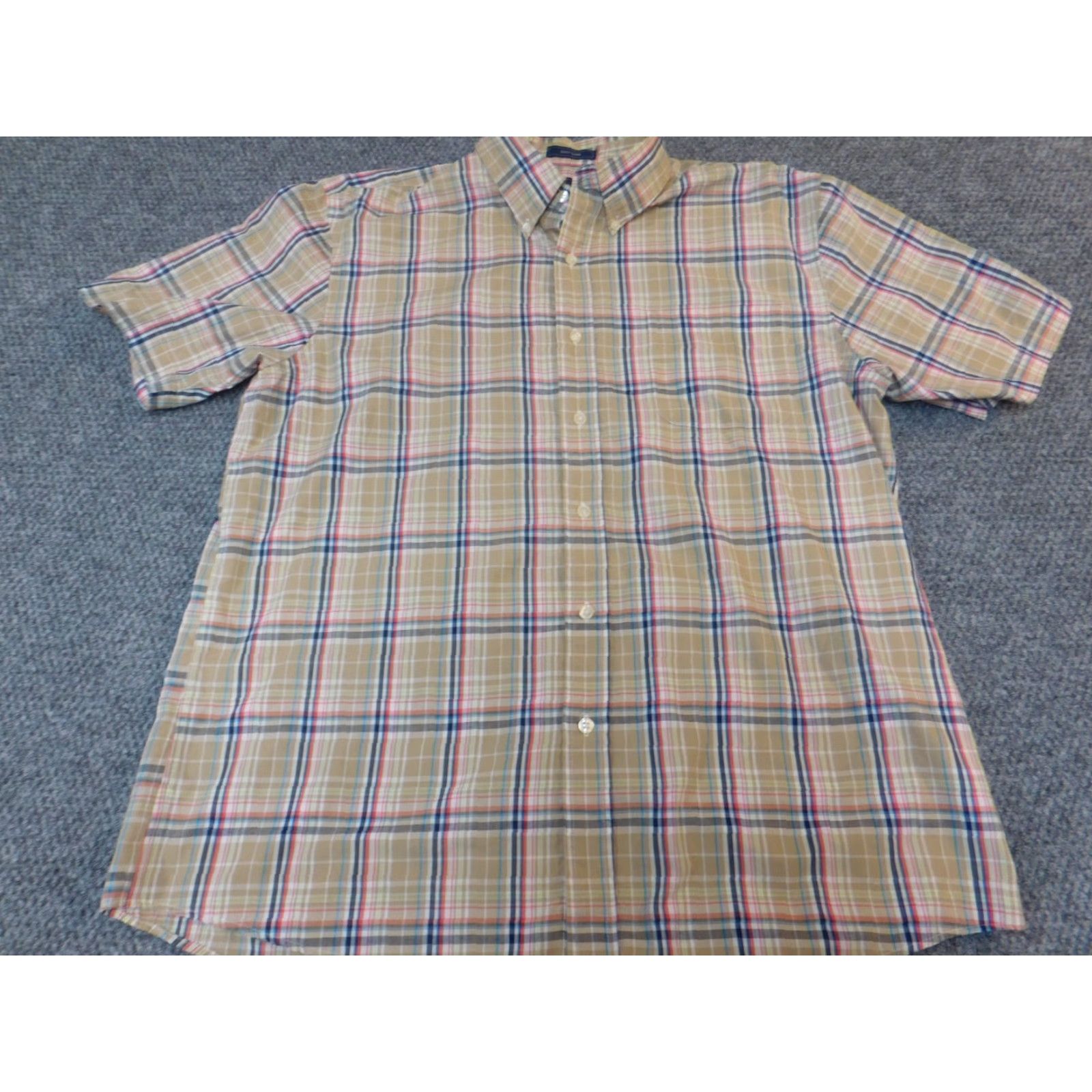 Vintage Saddlebred Shirt Men L Beige Plaid Button-Down Easy Care Slimming Pockets Logo Vintage No (Adult Regular) Size US L / EU 52-54 / 3 - 2 Thumbnail
