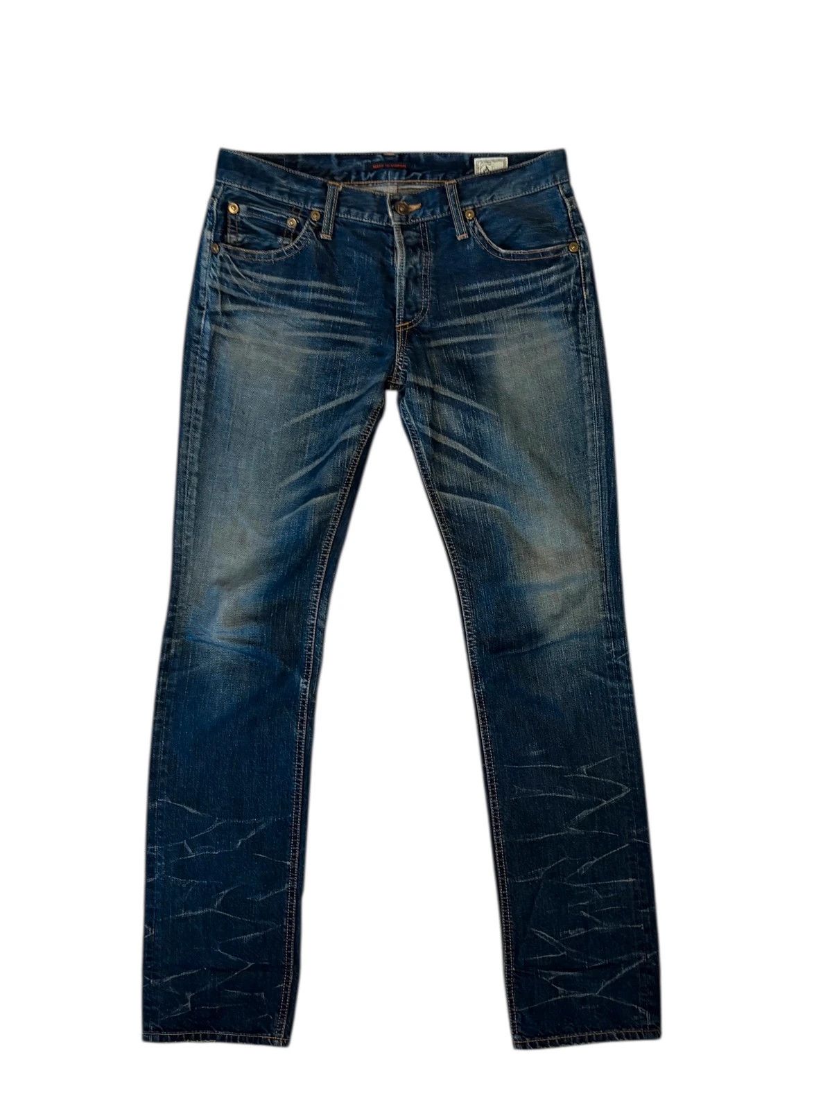 Japanese brand blue denim gradient jeans