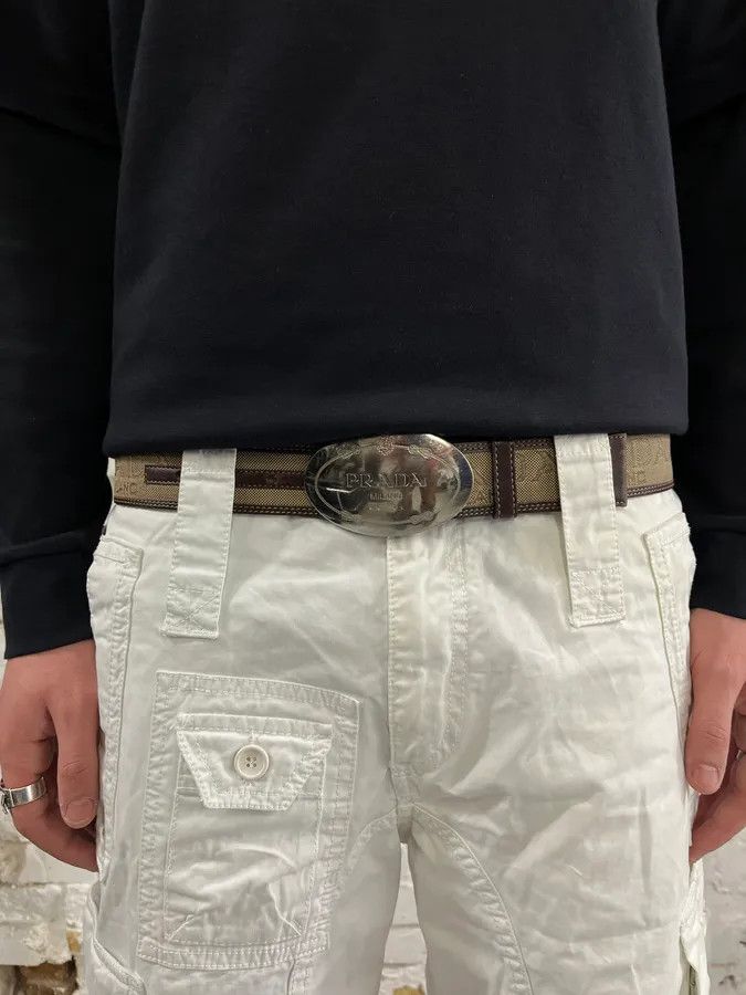 Prada 2000s Prada Prestigious Buckle Canva Leather Belt Size ONE SIZE - 2 Thumbnail