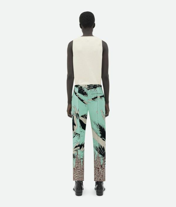 Bottega Veneta o1lv12m1024 Curved Shape Graphic Viscose Jacquard Trousers Size US 40 / EU 56 - 5 Thumbnail
