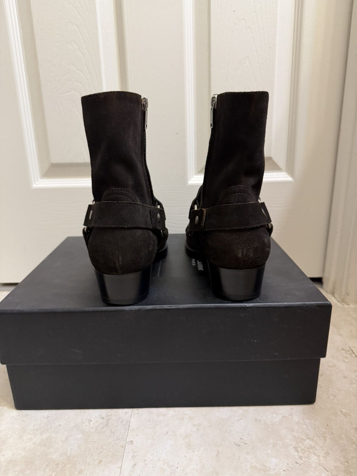 Saint Laurent Paris Saint Laurent Suede Leather Wyatt Harness Boots Dark Brown Size US 8 / EU 41 - 4 Thumbnail