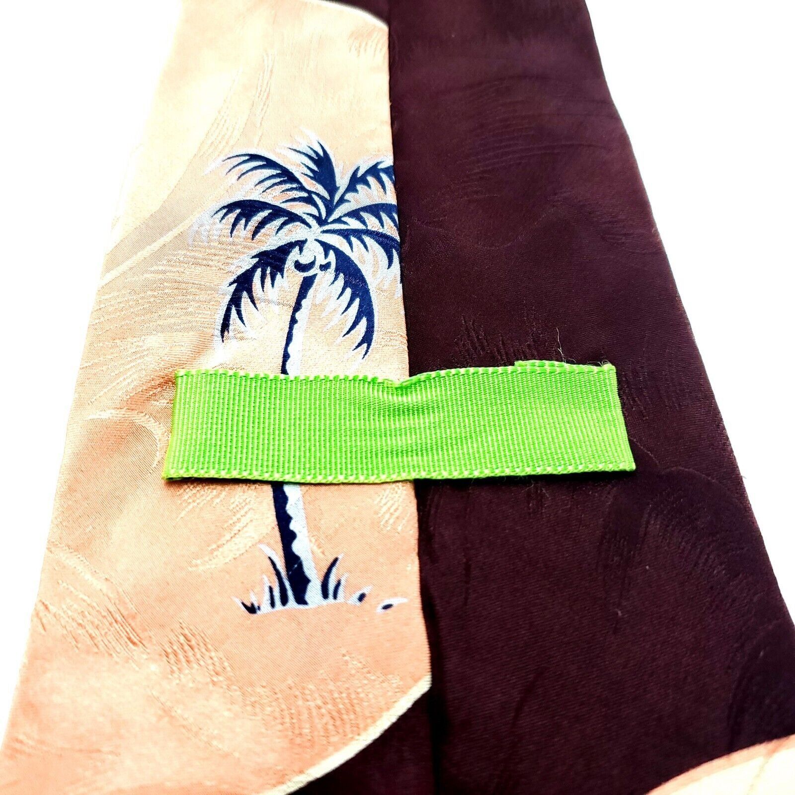 Designer Unbranded Brown Beige Silk Tie Woven Short Wide Floral Size ONE SIZE - 4 Thumbnail