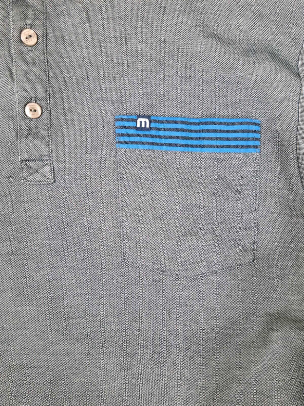 TravisMathew Travis Mathew Mens M Golf Polo Gray Blue Striped Pima#12 Size US M / EU 48-50 / 2 - 5 Thumbnail