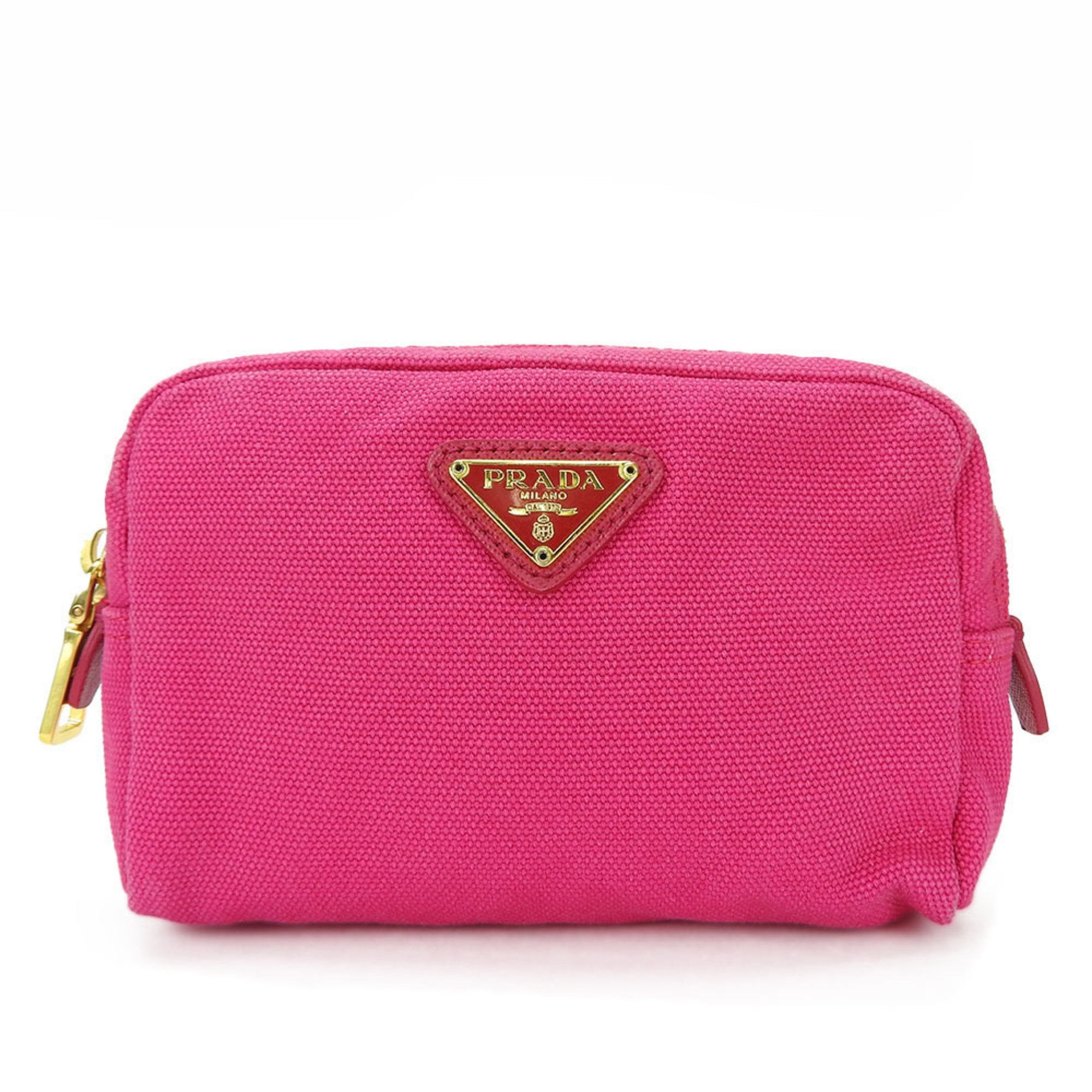 image of Prada 1N0340 Pouch Fuxia Fuchsia Pink Canvas Ladies Pouch Canvas Pink, Women's