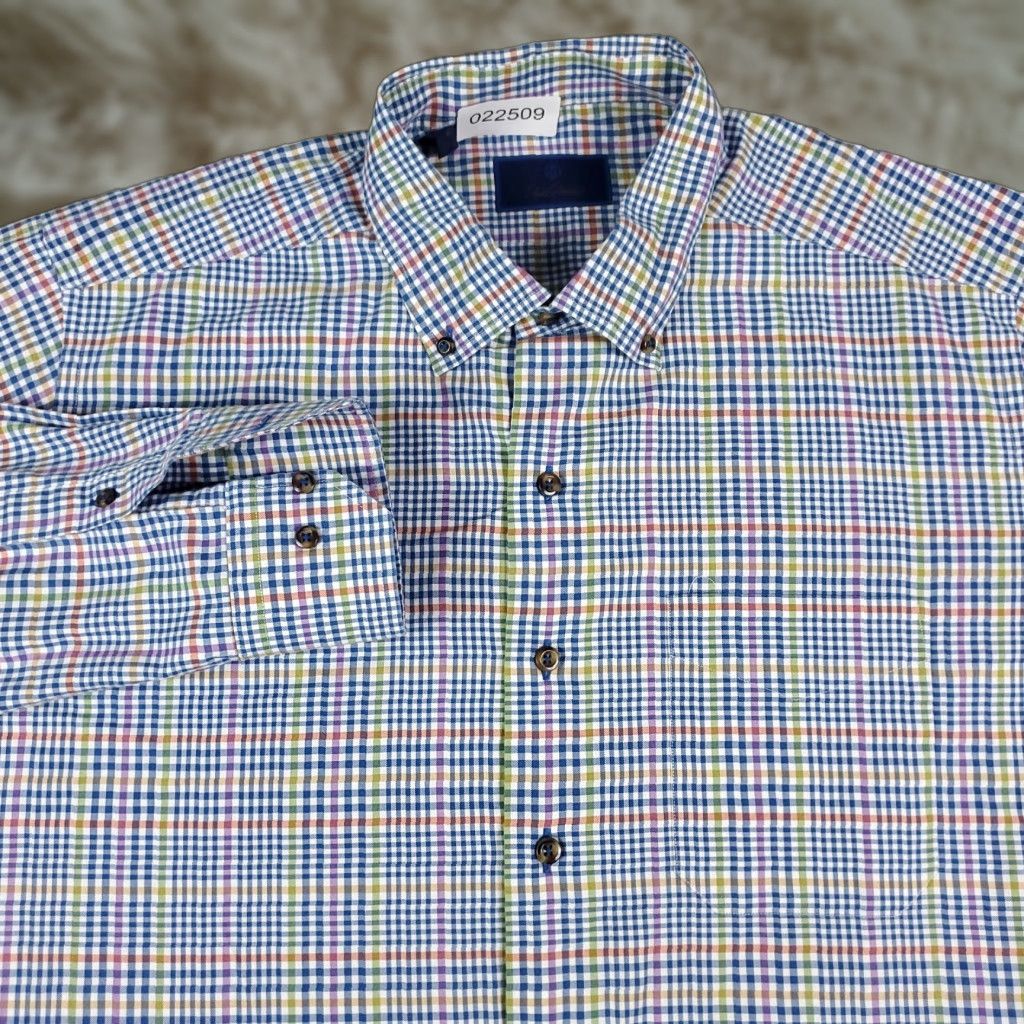 David Donahue David Donahue Shirt Mens XL Multicolor Check Casual Button-Up Long Sleeve Size US XL / EU 56 / 4 - 1 Thumbnail
