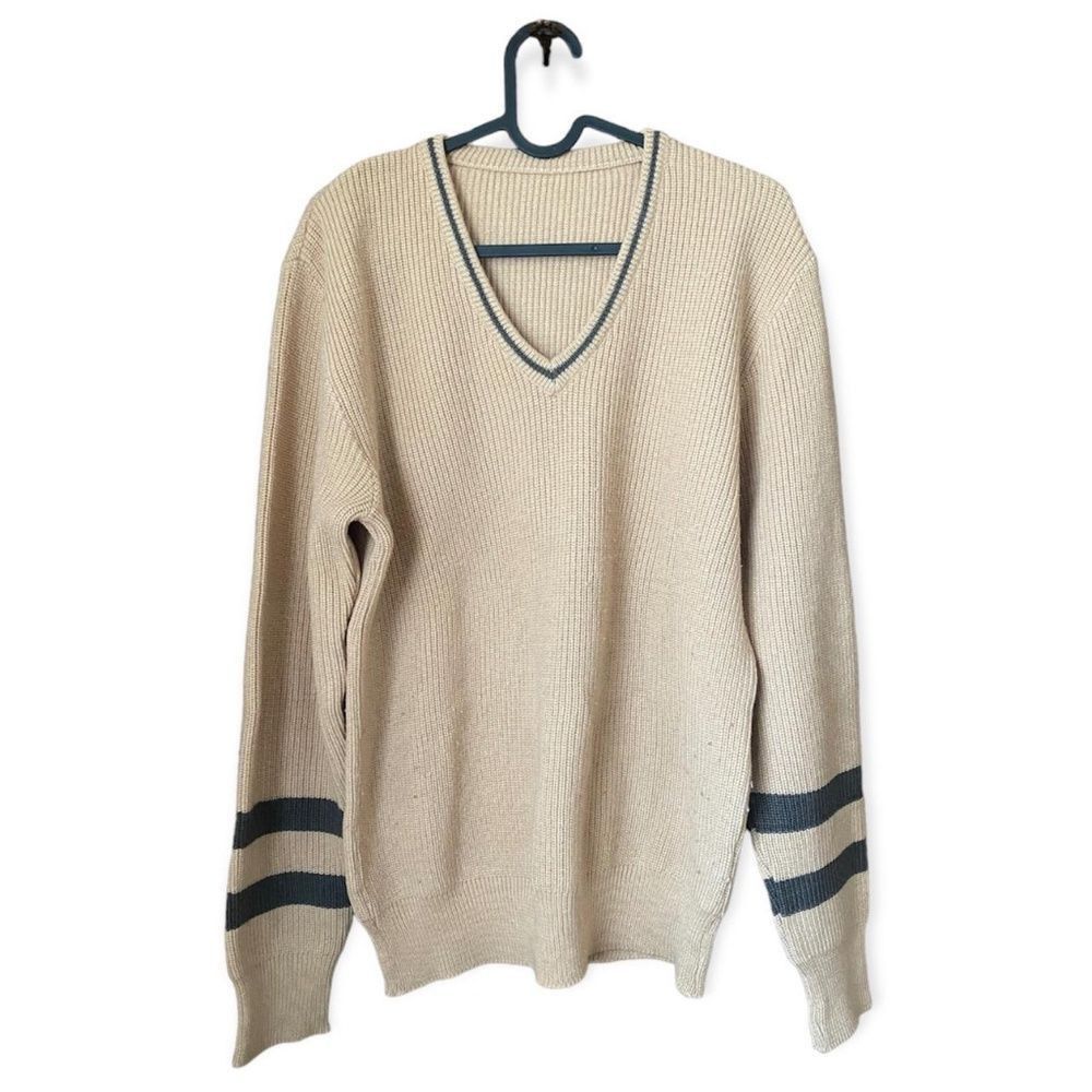 Other Vintage cream and brown knit sweater Size US L / EU 52-54 / 3 - 1 Thumbnail