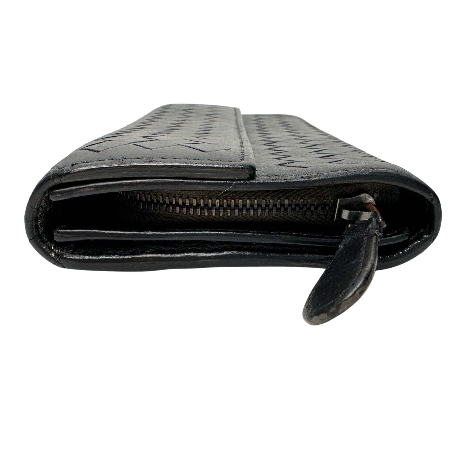 Bottega Veneta Bottega Veneta Intrecciato Woven Black Leather Long Wallet Size ONE SIZE - 9 Thumbnail