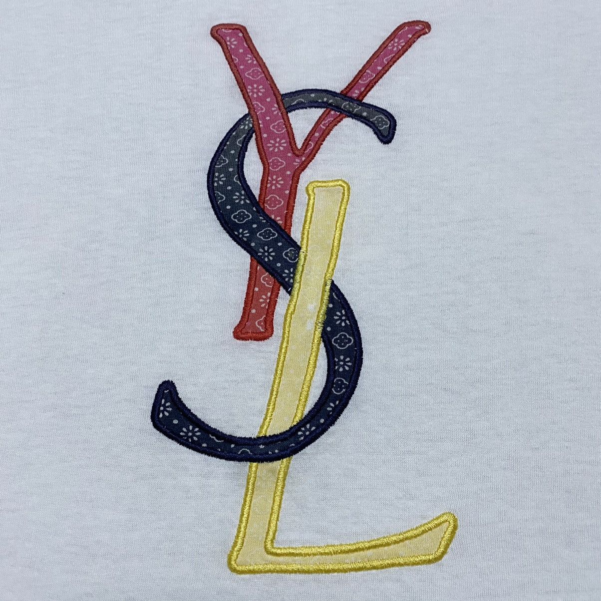 Vintage × Yves Saint Laurent Rare‼️🔥Vintage YSL Embroidery Big Logo Multicolour T-Shirt Size US M / EU 48-50 / 2 - 9 Thumbnail