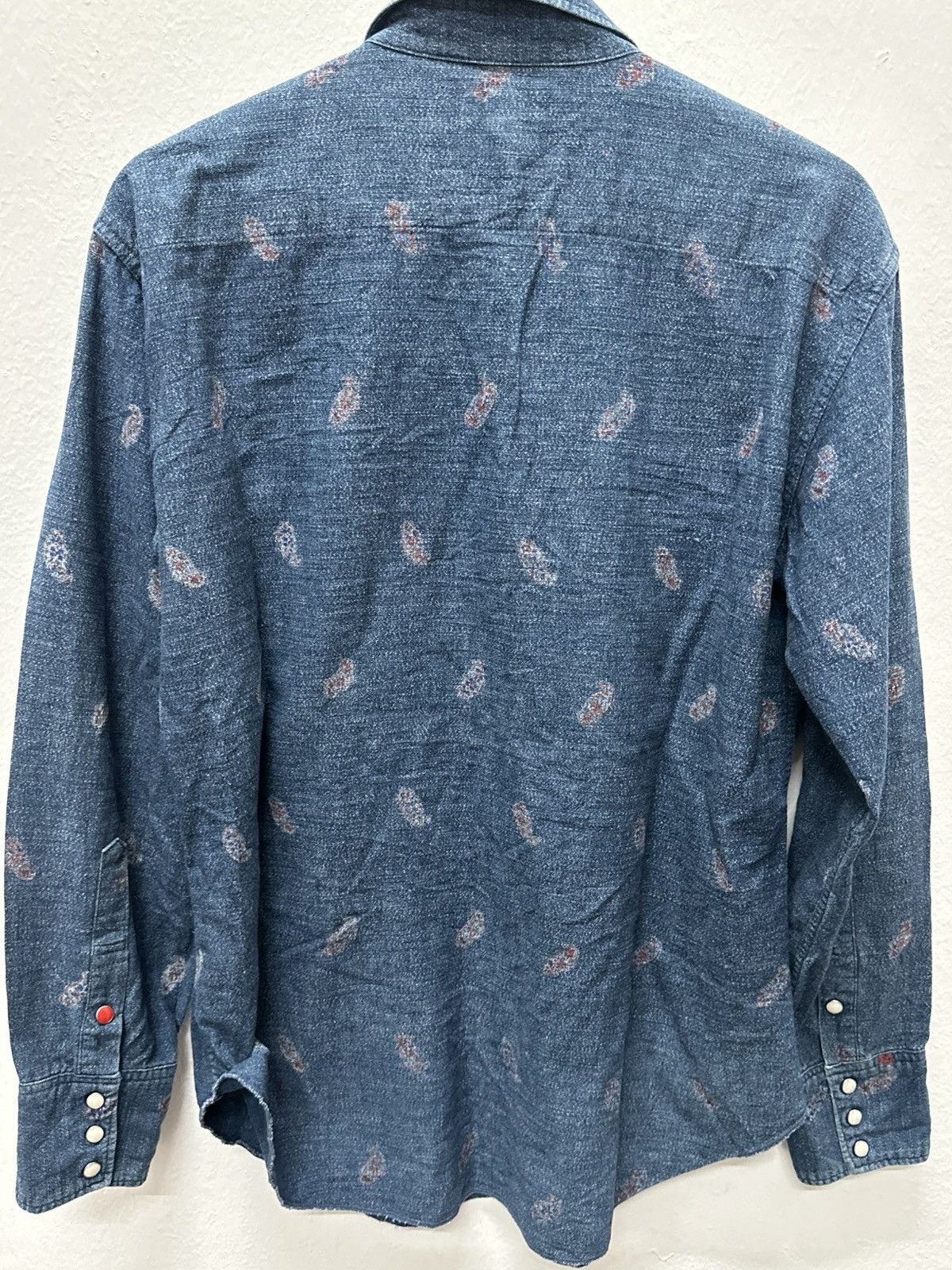 45rpm 45R/45RPM☆Indigo Dyed Paisley L/S Western Snap Button Size US M / EU 48-50 / 2 - 14 Thumbnail