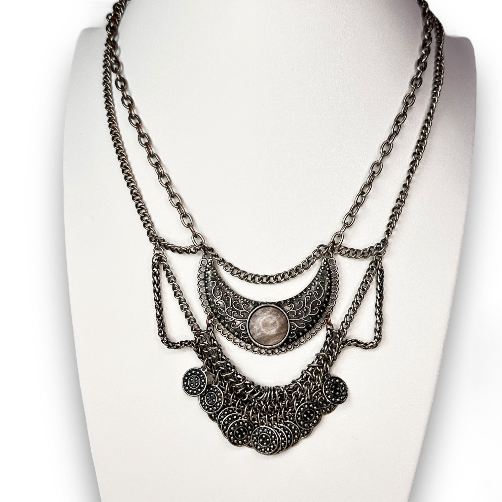Vintage Vintage Bohemian Statement Necklace Intricate Coin Detailing Size ONE SIZE - 1 Thumbnail
