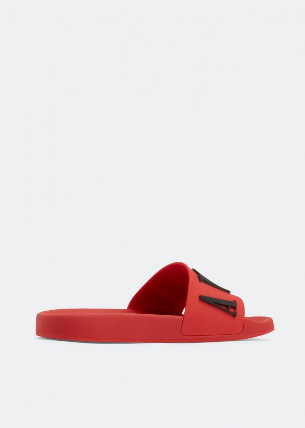 Amiri o1gr1nt0824 Logo Pool Slides in Red & Black Size US 13 / EU 46 - 3 Thumbnail